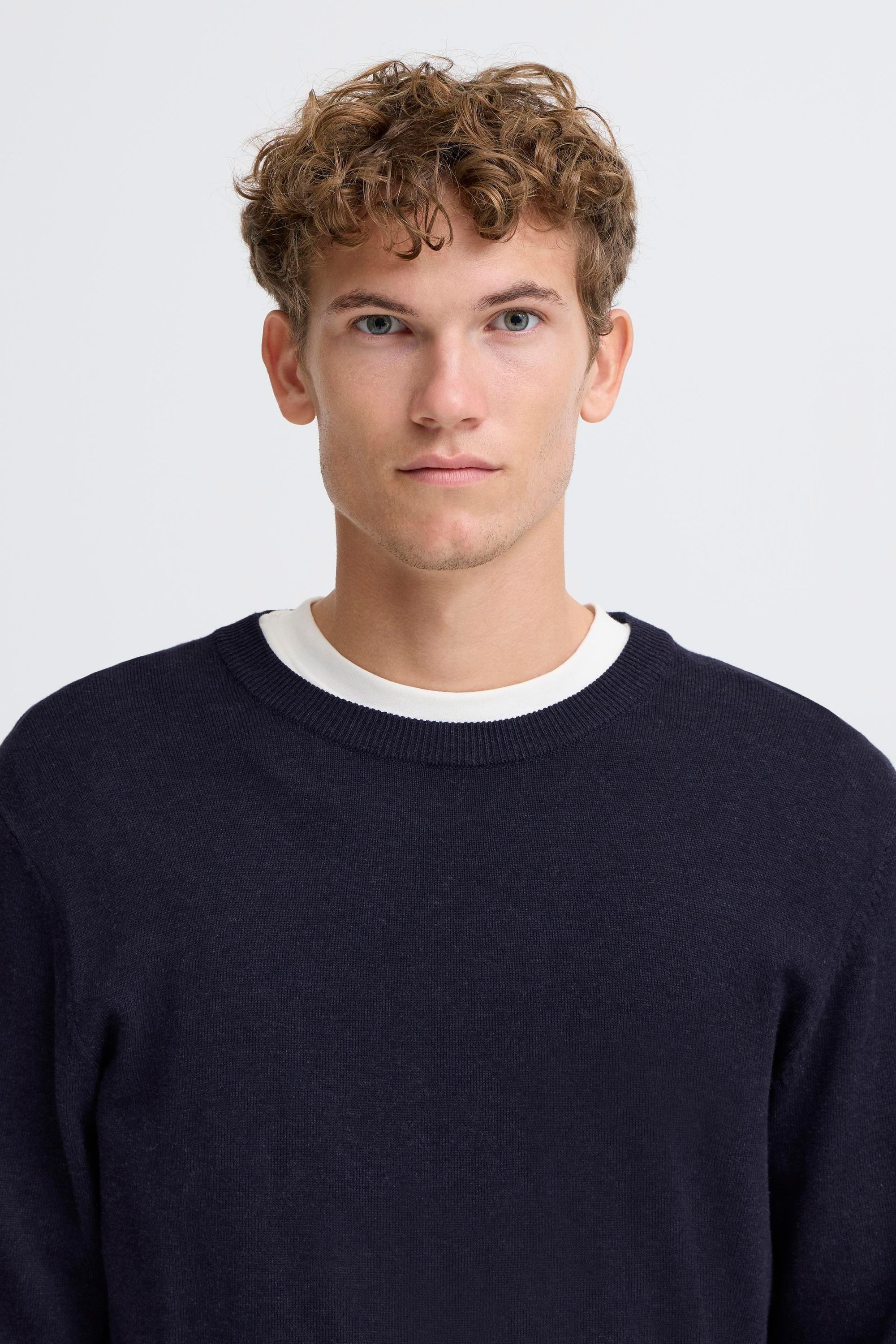 Casual Friday Strickpullover CFBells Basic Rundhals Pullover