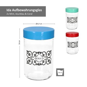 MamboCat Vorratsglas 3er Set Aufbewahrungsglas Ida 660ml, Glas