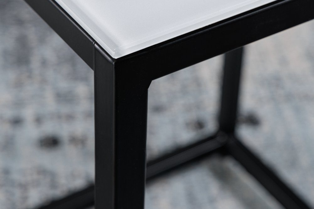 riess-ambiente Beistelltisch ELEGANCE 40cm weiß Marmor-Dekor Barock · Metall · 2-St), Wohnzimmer · · Kristallglas · eckig / (Set, schwarz