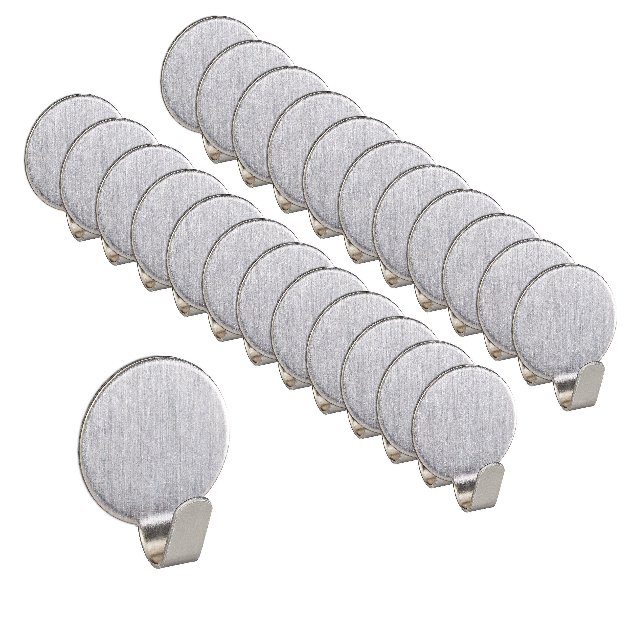 relaxdays Klebehaken 24er Set Edelstahl, Flur, Wohnzimmer, Wand, Küche, Tür, Badezimmer, (24-St)