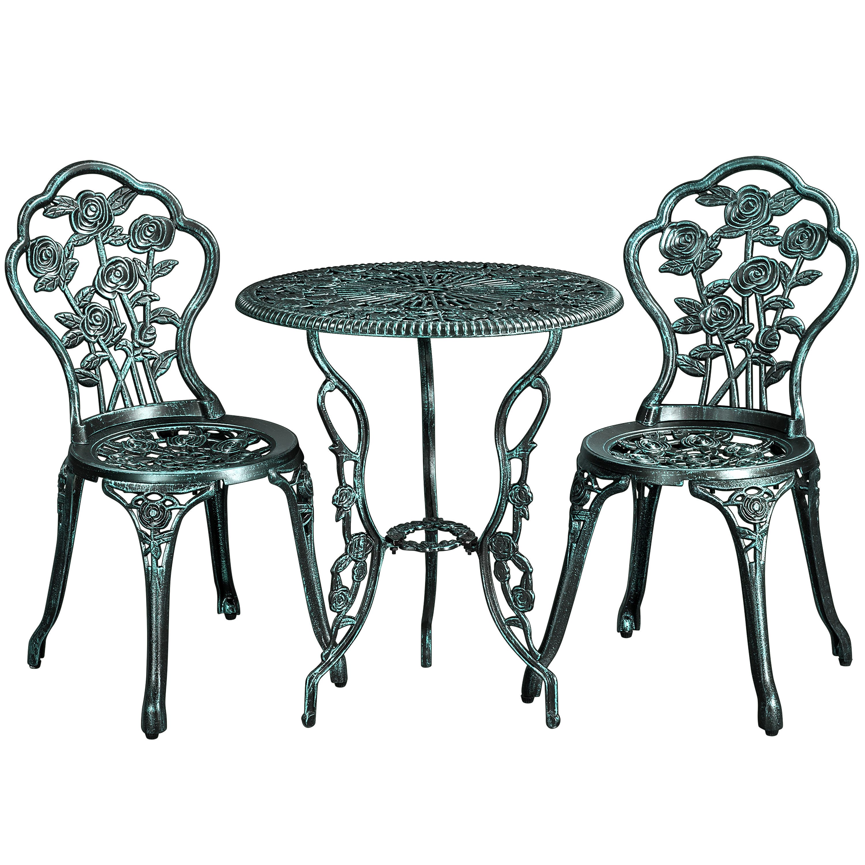 Yaheetech Balkonset, 3tlg. Antik Bistroset Bronze mit 2 Stühle