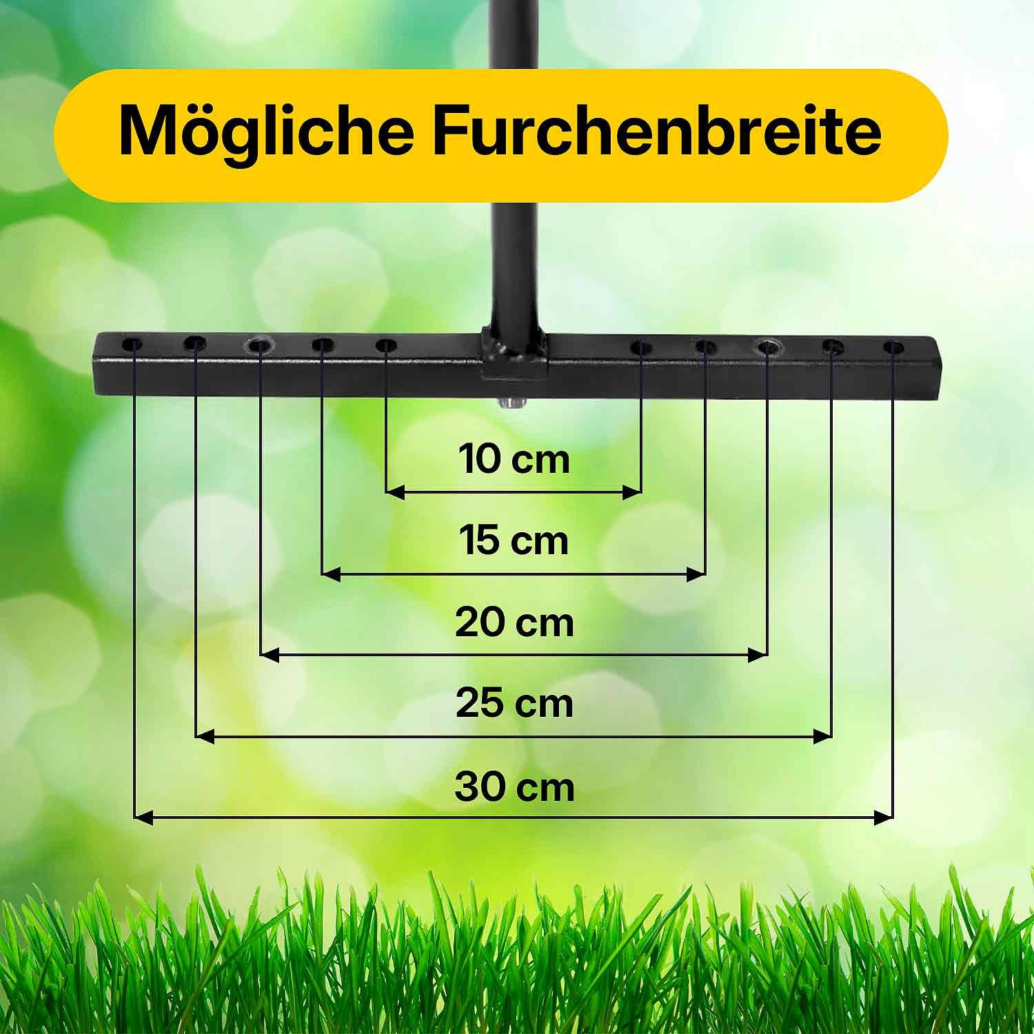 Tornadica Häufelpflug Garten Doppel-Häufler mit Stiel Handpflug, Gartenpflug Kultivator Reihenzieher Furchenzieher, Grubber für Kartoffeln Gemüse höhenverstellbar, einstellbare Griffhöhe