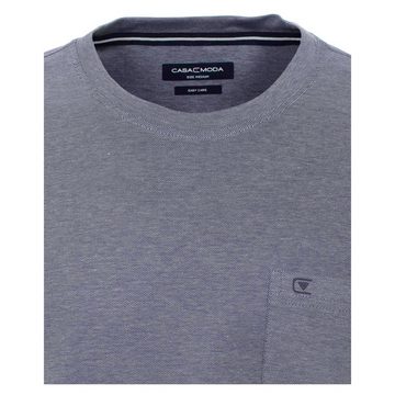 CASAMODA Langarm-Poloshirt CasaModa Große Größen Herren T-Shirt blau-silber melange "easy care"