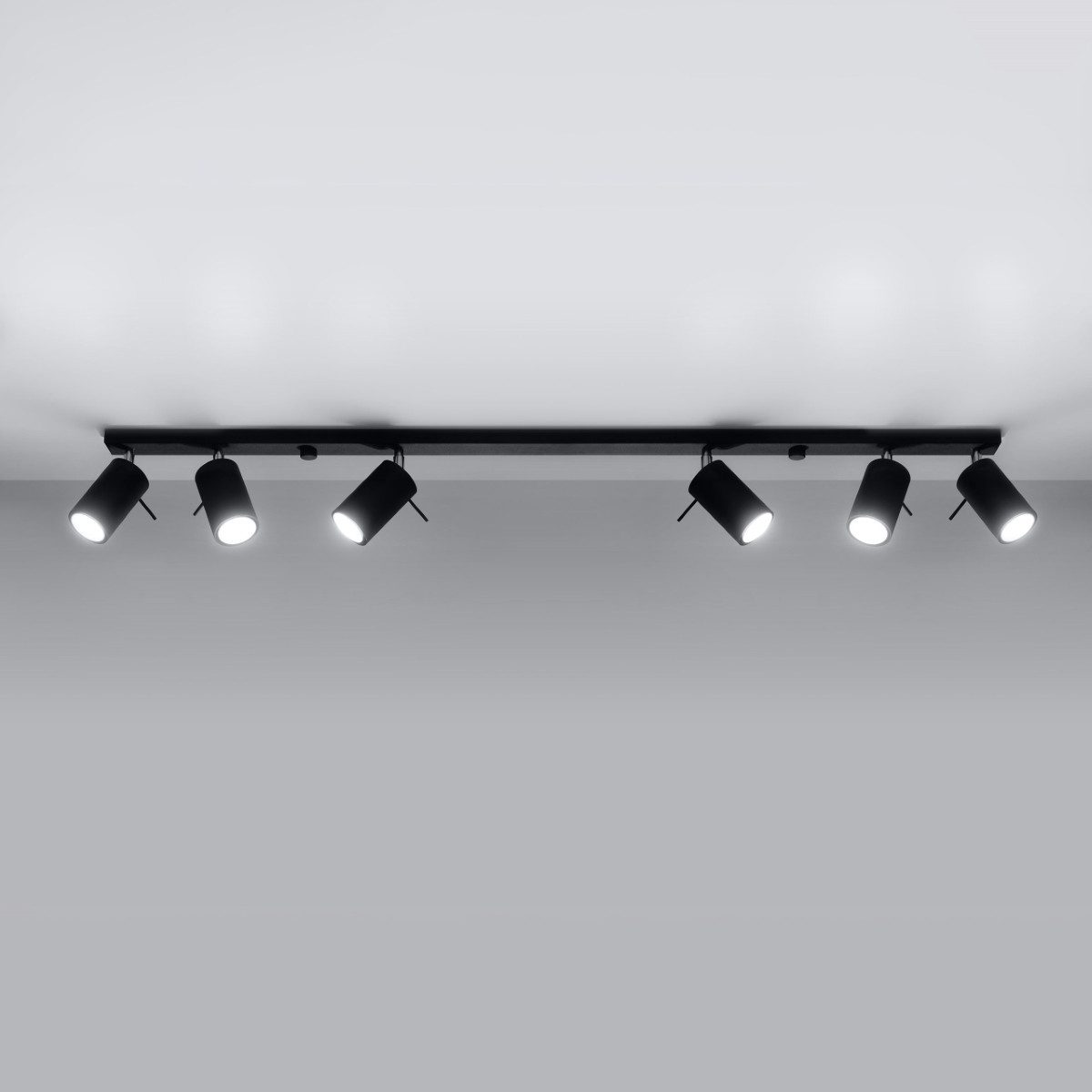 SOLLUX lighting Deckenleuchte Deckenleuchte Ring 6L Schwarz, Nicht enthalten