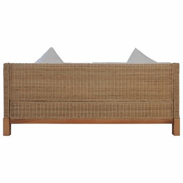 vidaXL Sofa 3-Sitzer-Sofa mit Polstern Natürliches Rattan Couch