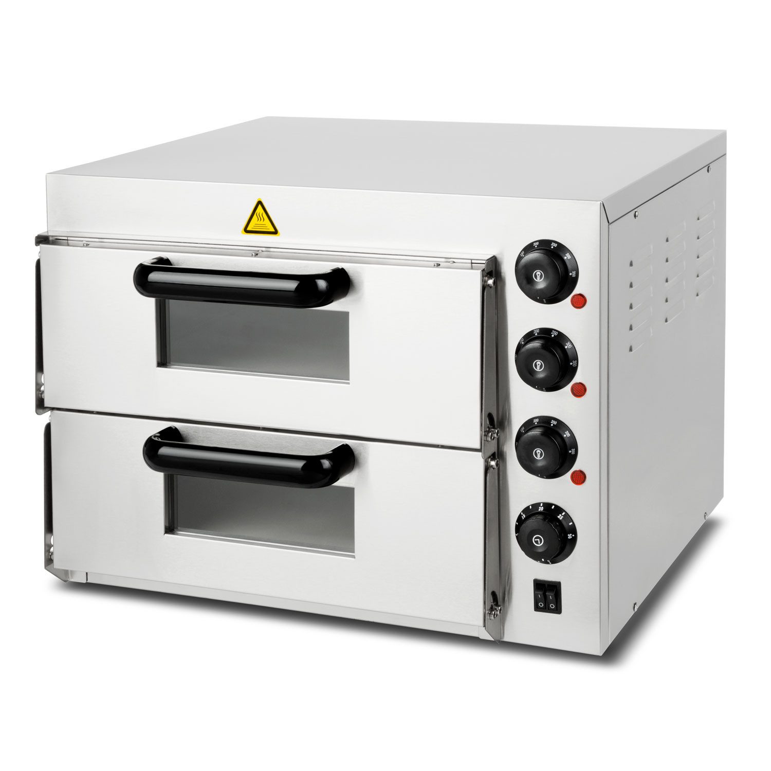 vertes Pizzaofen Gastro Pizzaofen mit Doppelkammer, feuerfestem Stein, 3000W, professioneller Steinofen mit Edelstahlgehäuse, bis 350°C doppelt