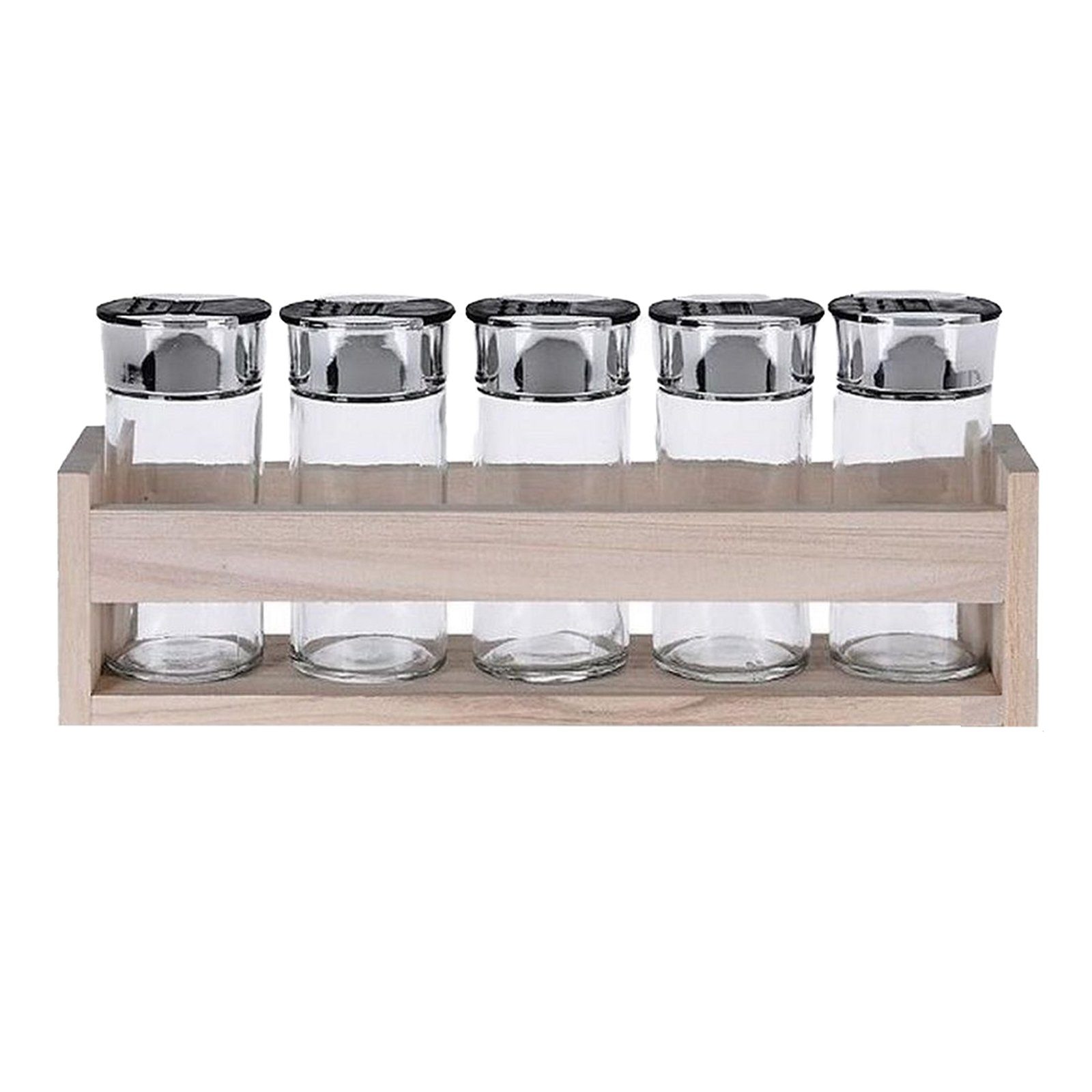 Neuetischkultur Gewürzregal Kräuterregal Holz 5 Glasbehälter, günstig online kaufen