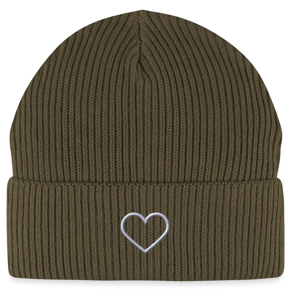 Beanie Stickerei Herz Fisherman Beanie Bio Mütze