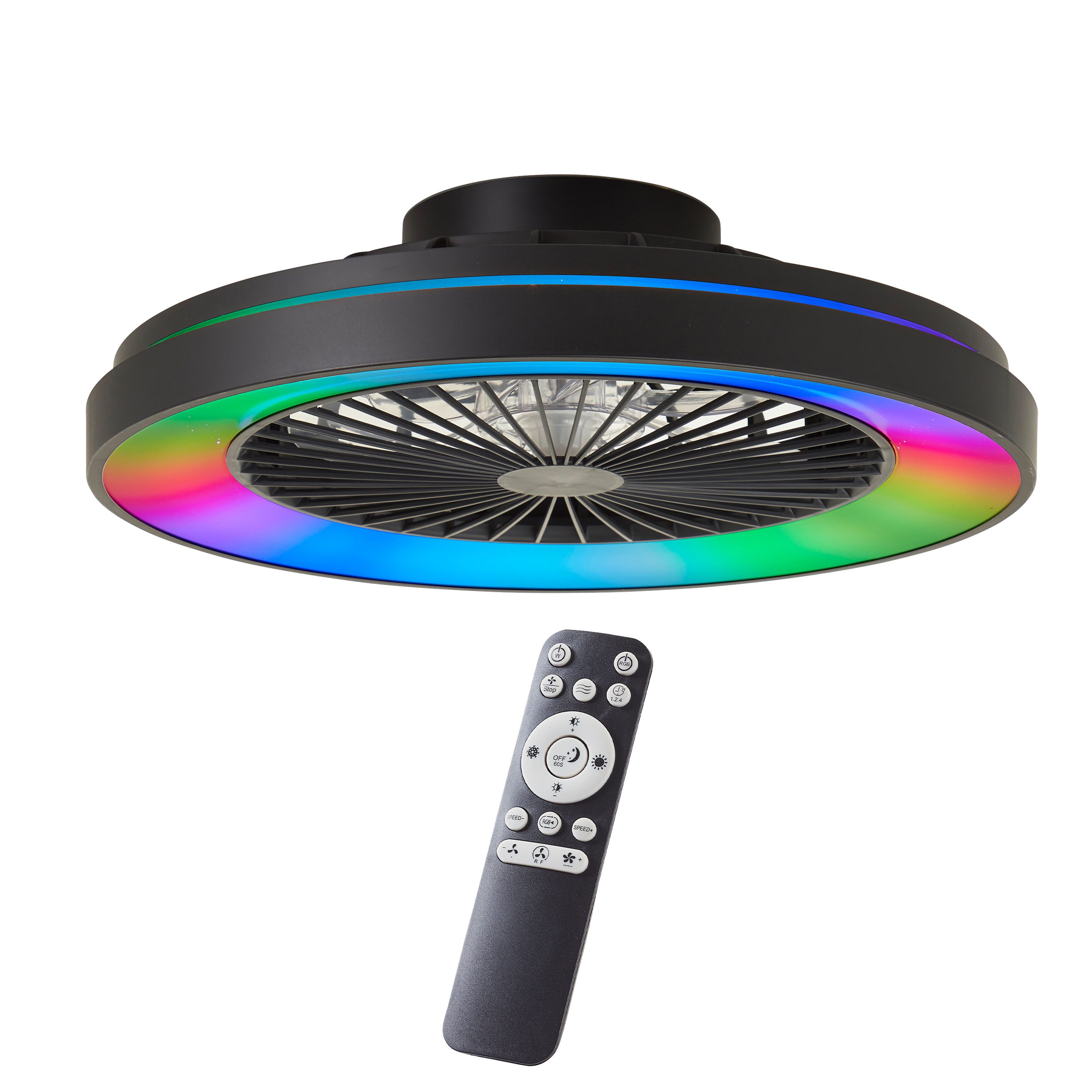 Brilliant LED Deckenleuchte Mazzaro Deckenventilator, CCT - über Fernbedienung, Dimmfunktion, Nachtlichtfunktion, Timerfunktion, Ventilatorfunktion, LED fest integriert, warmweiß - kaltweiß, Deckenlampe, Ventilator, 48,5 cm, digitales RGB, CCT, dimmbar