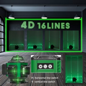Tidyard Linienlaser 4D 16 Grüner Linienlaser, 3 ° selbstnivellierende Funktion, mit Stativ