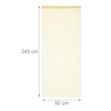 Fadenvorhang 5 x Fadenvorhang beige 90 x 245 cm, relaxdays