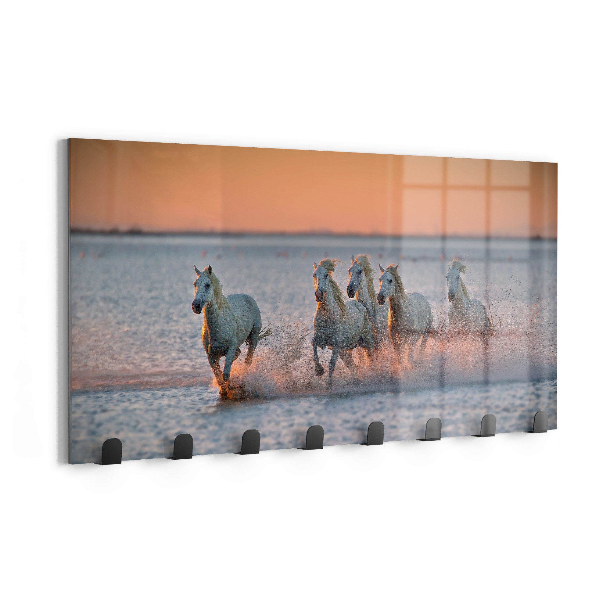 DEQORI Kleiderhaken 'Abendliche Freiheit', Glas Garderobe Paneel magnetisch beschreibbar