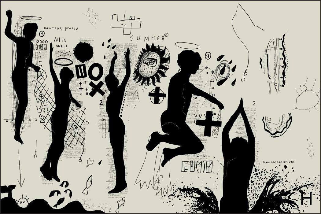 Muralo Fototapete Städte – Fototapete Wandtapete Vlies Wanddeko Wohnzimmer, bedruckt, Graffiti – Straßenkunst – Springende, 90 x 60 cm, Vlies