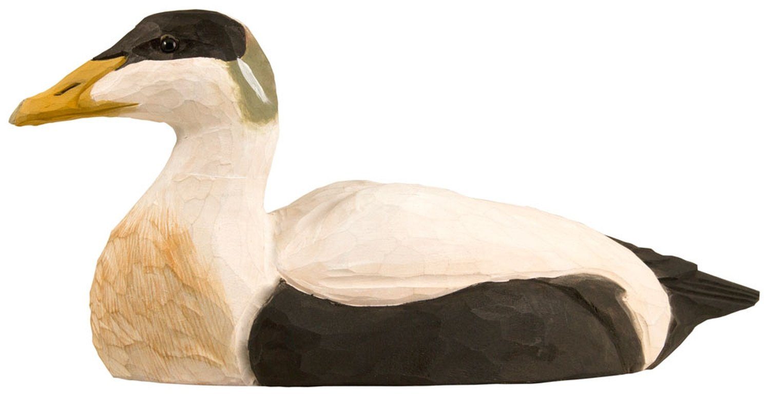 Wildlife Garden Dekofigur Decobird Eiderente handgeschnitzt, Holz (Linde) Länge 27,7 cm