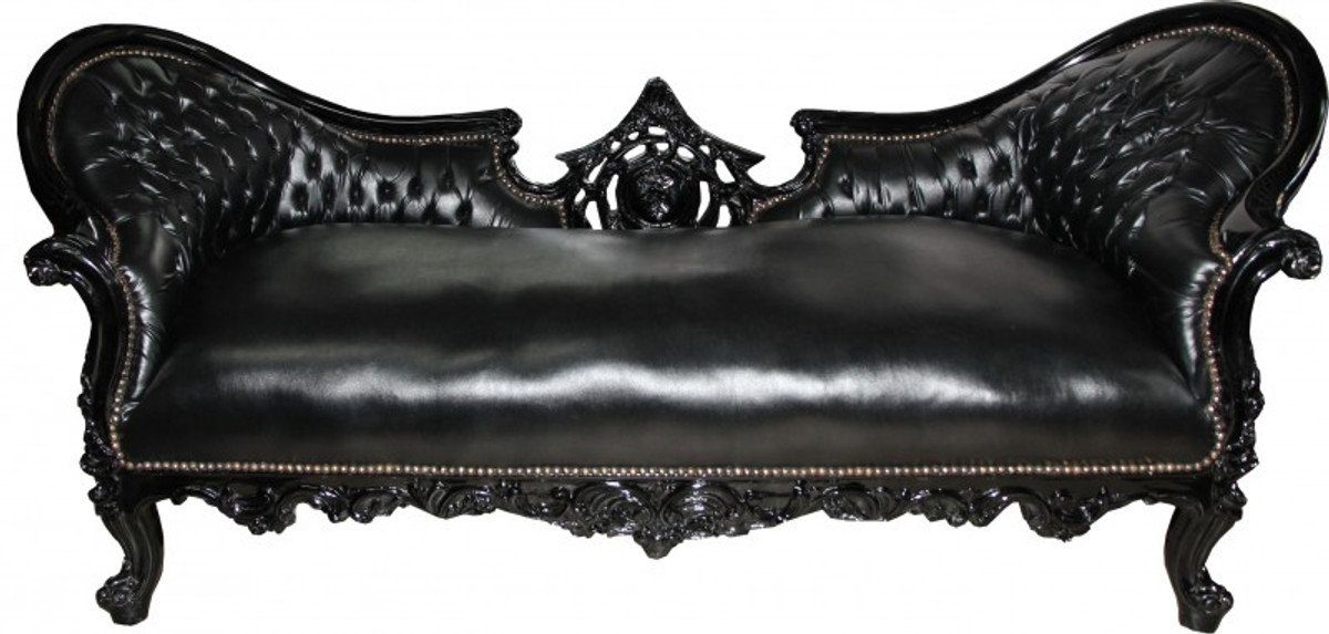 Casa Padrino Sofa Barock Sofa Vampire Schwarz/Schwarz - Limited Edition - Lounge Couch