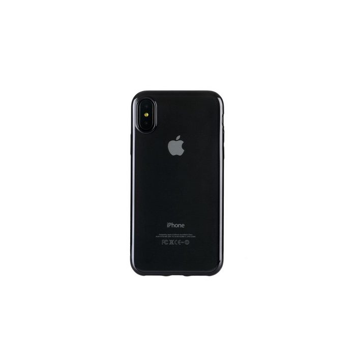 Tucano Smartphone-Hülle Tucano Elektro Flex transparente Silikonhülle mit farbigem Rand für iPhone XS Max Rahmen schwarz