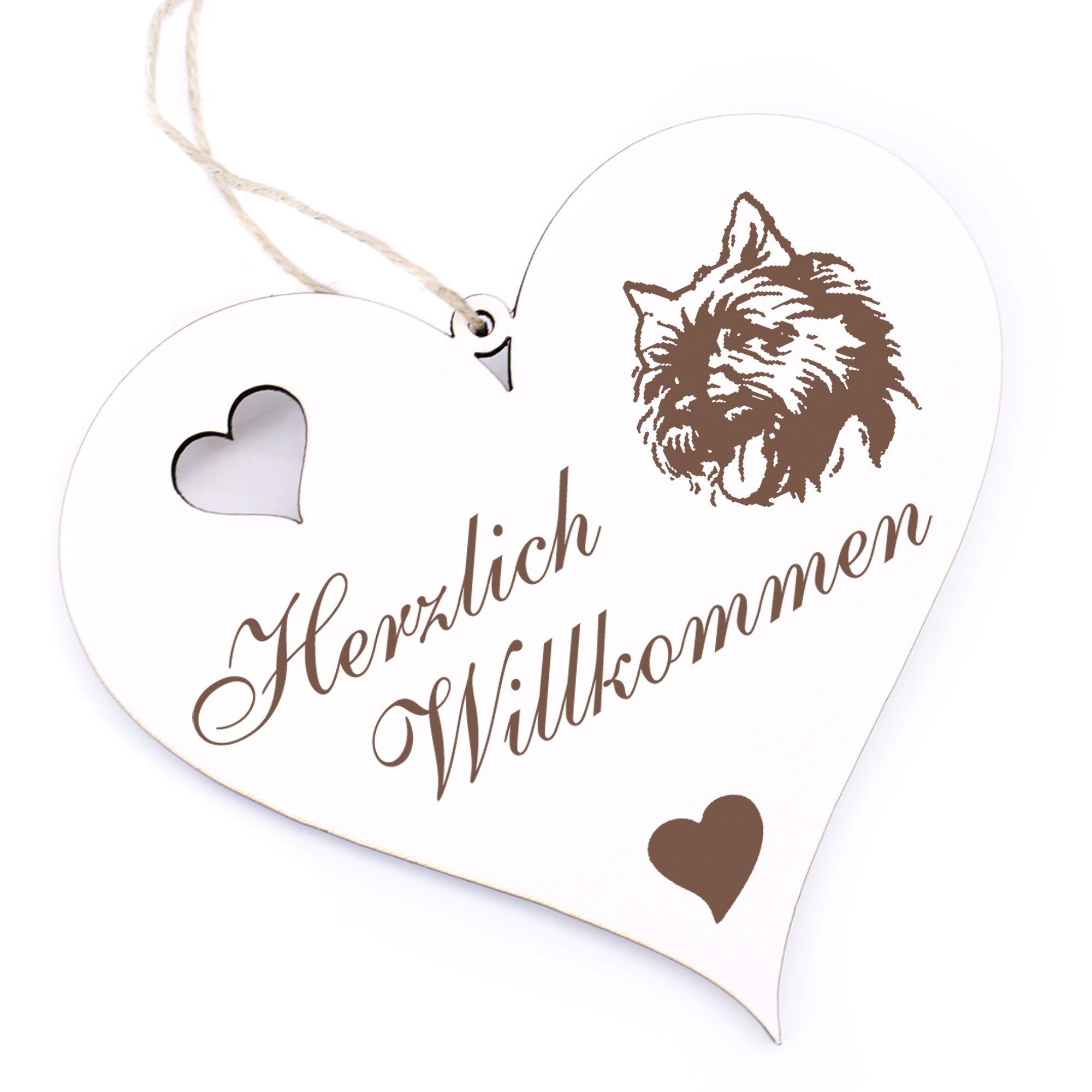 Dekolando Hängedekoration Herzlich Willkommen - Cairn Terrier - 13x12cm