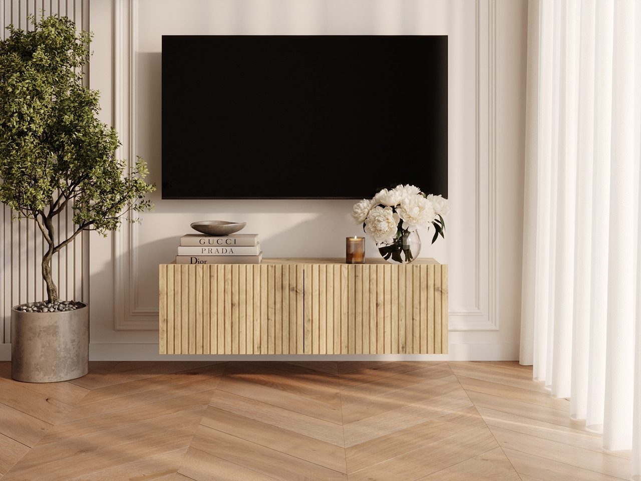 GrainGold TV-Schrank Kioto (Set, TV-Schrank) Soft-Closing-System, Breite 110 cm, für das Wohnzimmer