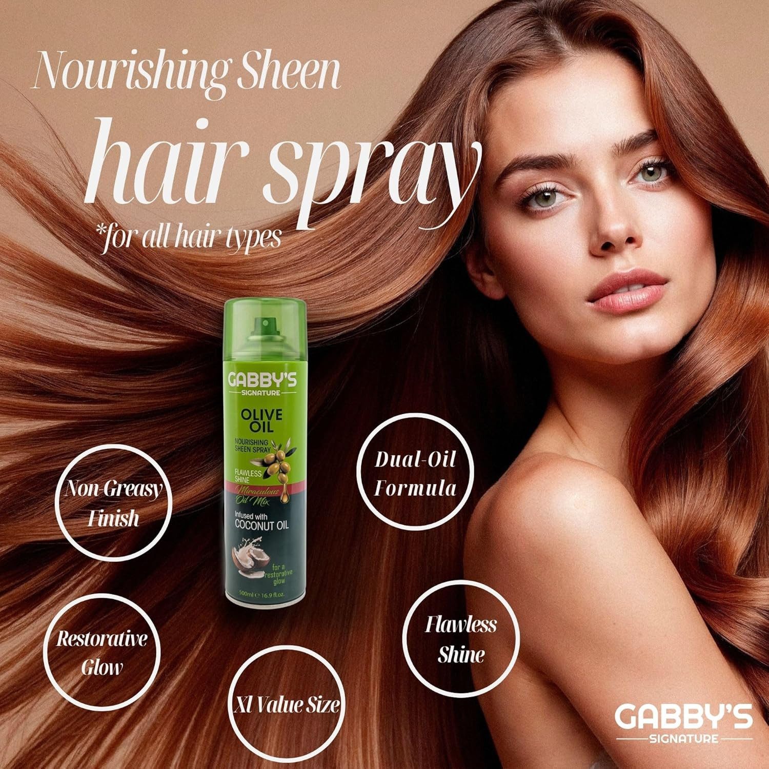 Gabri Professional Haaröl Gabri - Gabby's Signature Olive Oil Nourishing Sheen Hair Spray 500 ml