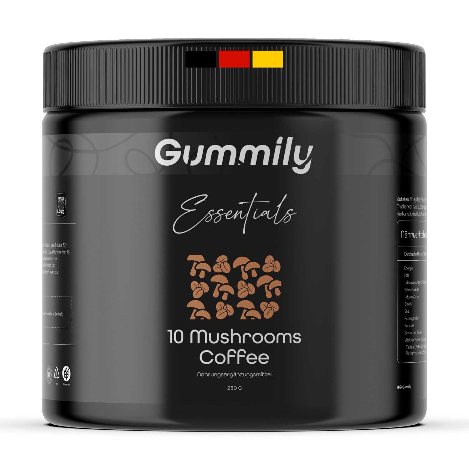 Gummily® 10 Pilzkaffee Vitalpilz Pulver mit Ashwagandha Pulver, 250 g