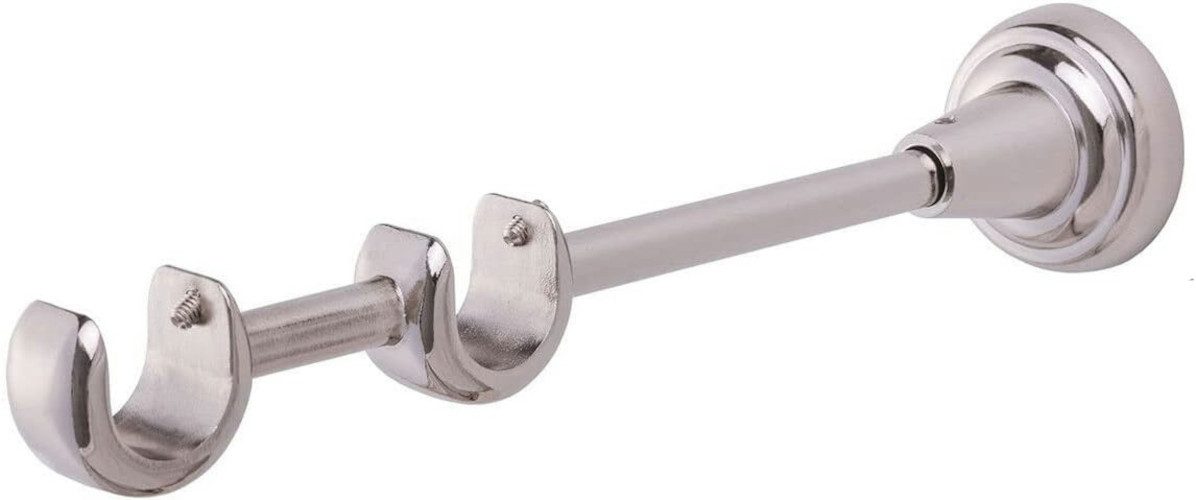MDEKOR Gardinenstangenhalter für Gardinenstange 19 mm, Wandträger 2-läufig Edelstahloptik R-TYP