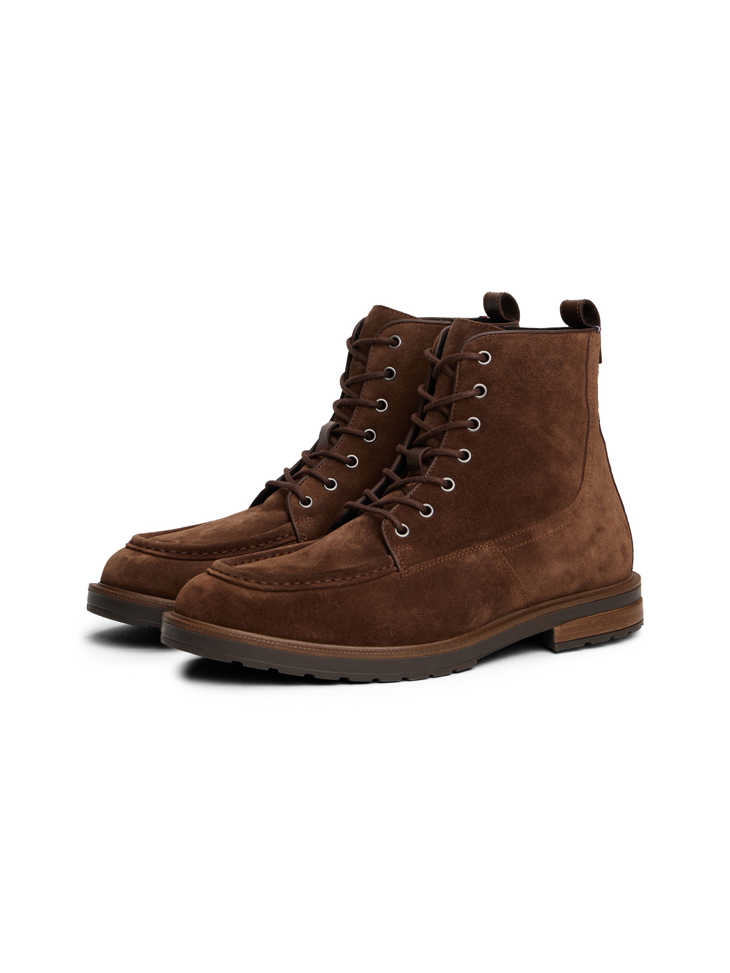 Tommy Hilfiger CLEATED HILFIGER W SDE MOC BOOT Schnürboots, Schnürstiefelette mit modischer Mokassinnaht
