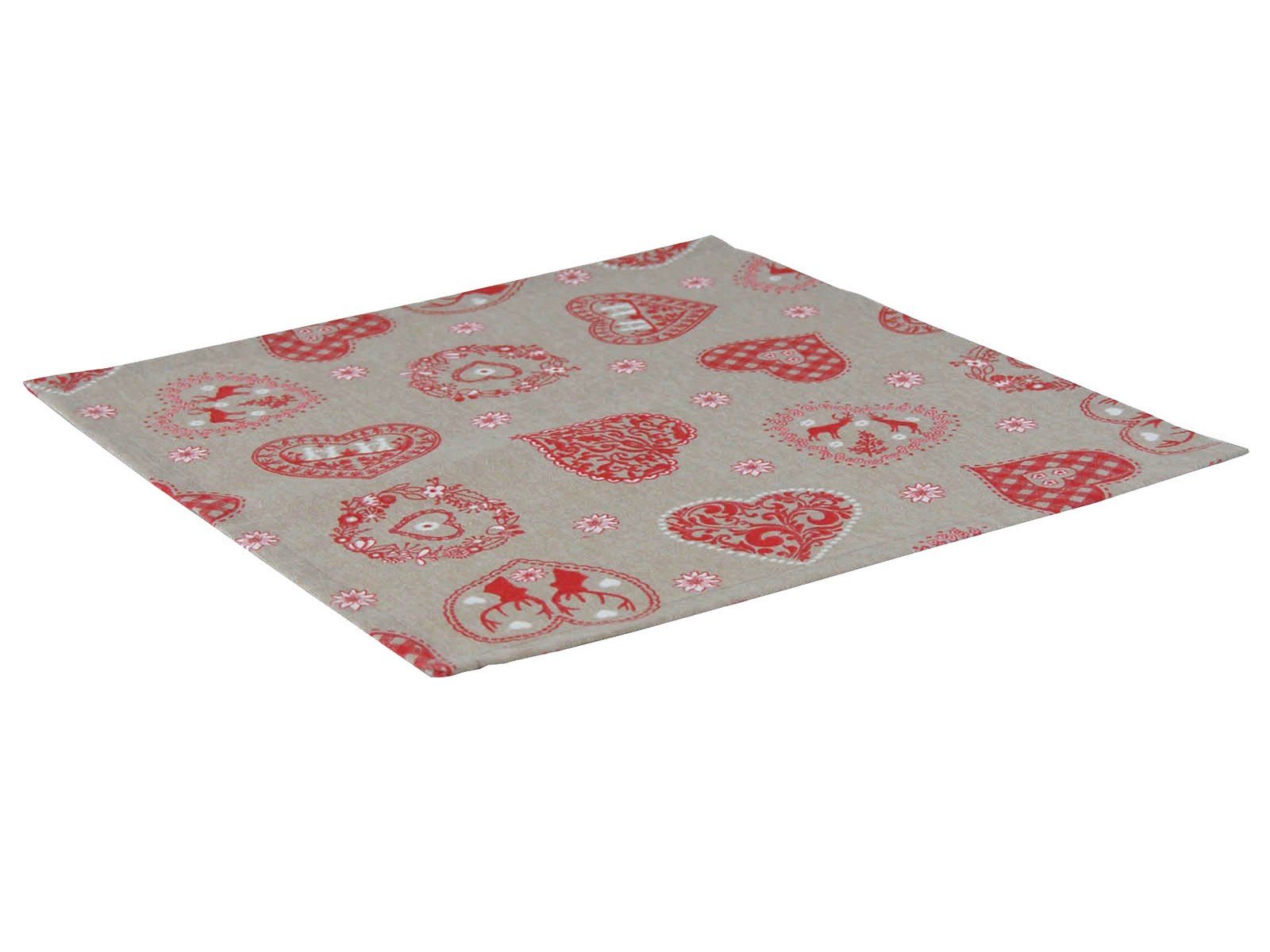 Platzset, Alpen Hütte, beties, (1-St), Tischset ca. 35x45 cm 50% Baumwolle 50% Polyester beige-rot