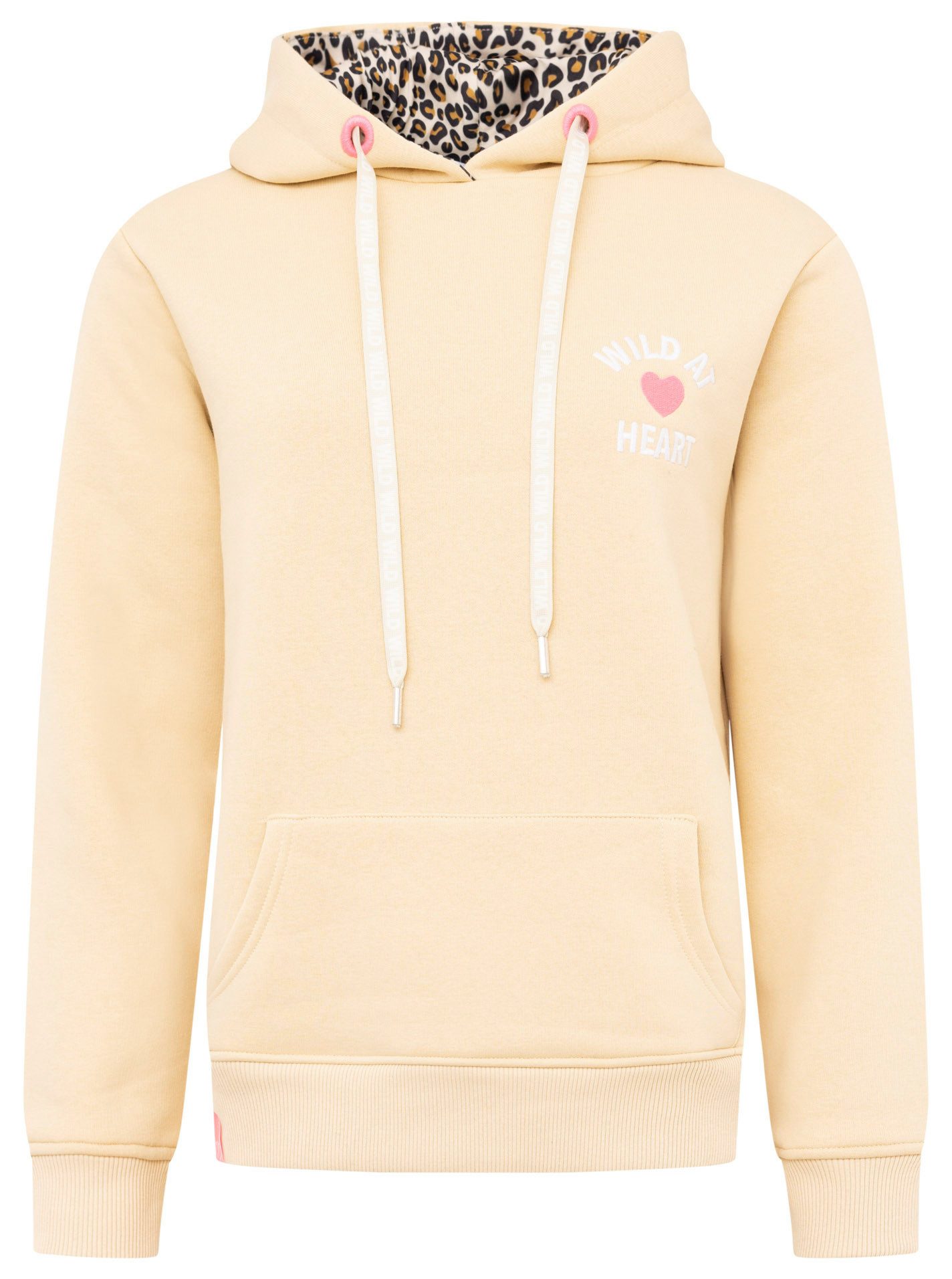 Zwillingsherz Hoodie "Wild at heart" Leo Kapuze und Stickerei, bedruckter Kordelzug, gestrickte Bündchen