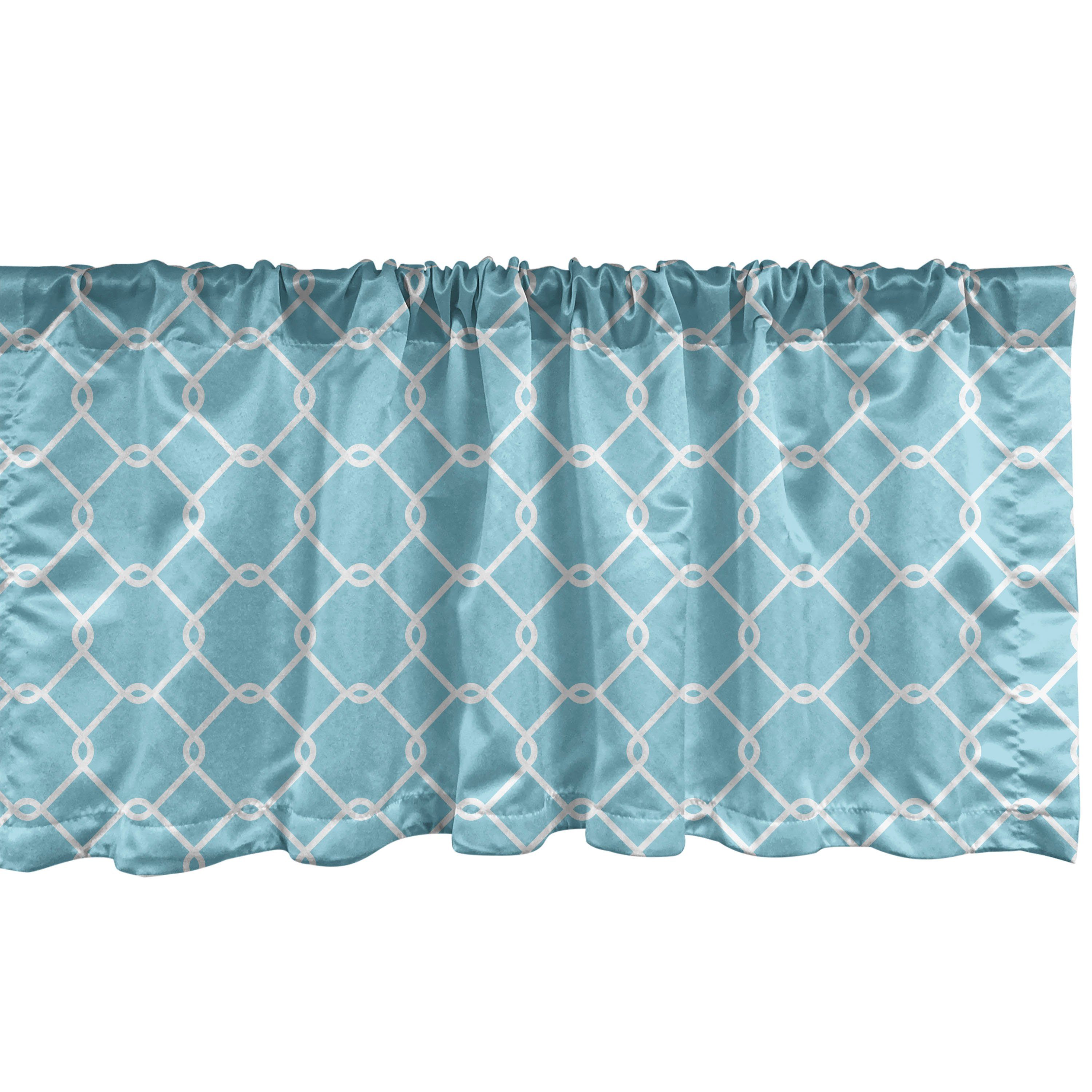 Scheibengardine Vorhang Volant für Küche Schlafzimmer Dekor mit Stangentasche, Abakuhaus, Microfaser, Vintage Blue Verschränkte Squares