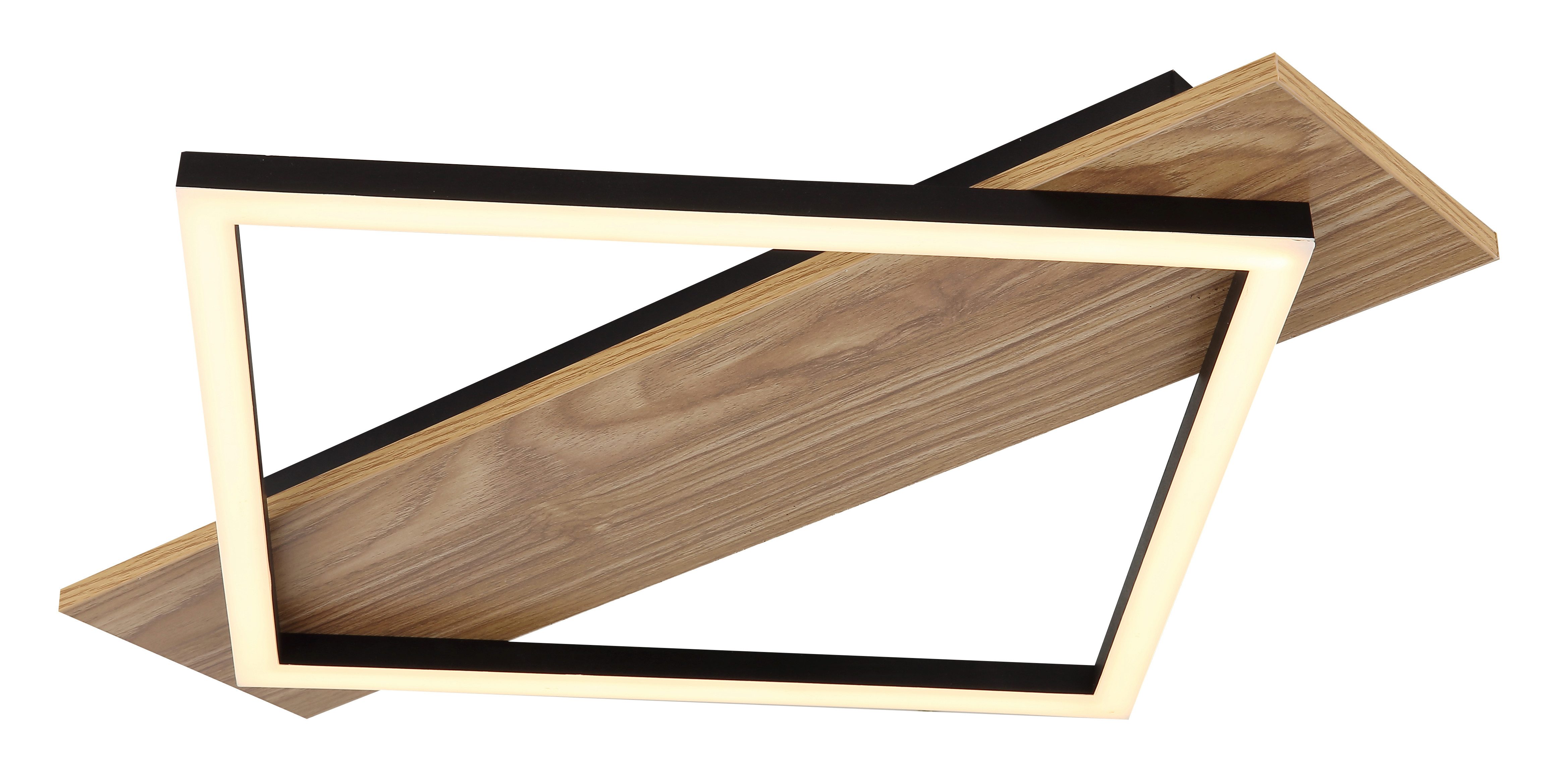 GLOBO LIGHTING LED Deckenleuchte BEATRIX I, LED fest integriert, Warmweiß, Deckenlampe/holzoptik/schwarz/3000K/Quadrat