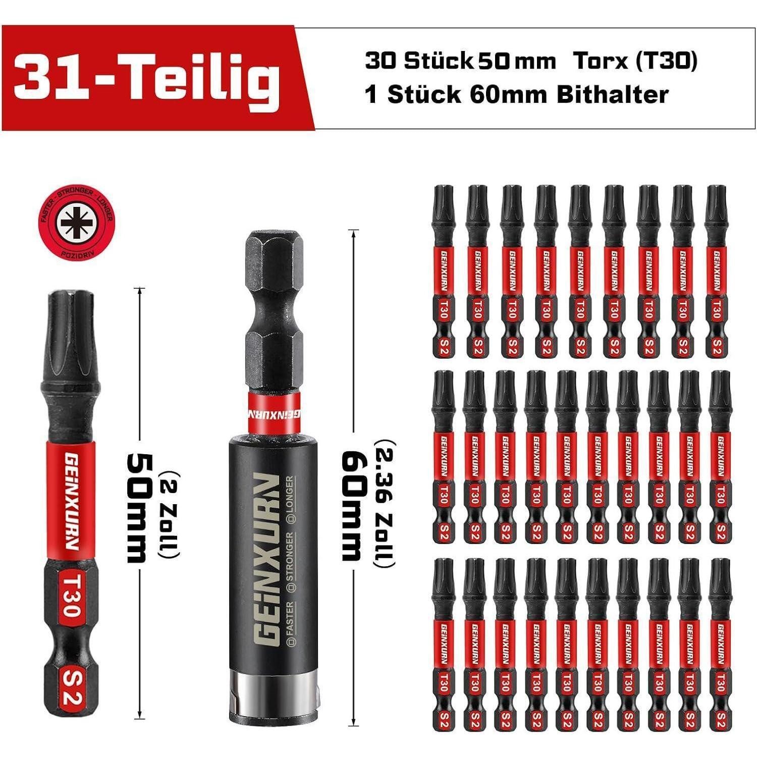 LuxusKollektion Torx-Bit Schrauberbit-Set Torx T30 50mm 30St.