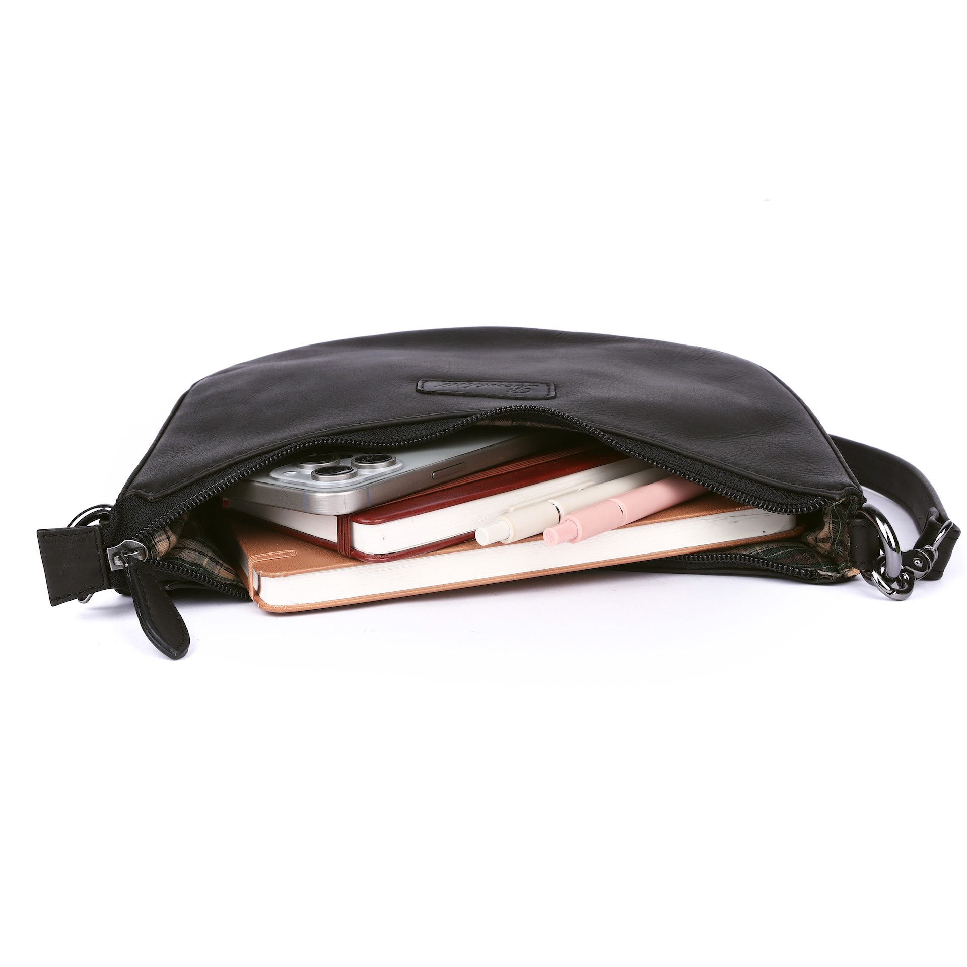 Benthill Handtasche Damen Echt Leder Schultertasche Klein Vintage Hobo Bag Beutel, Reißverschlussfach – Bild 3 von 5