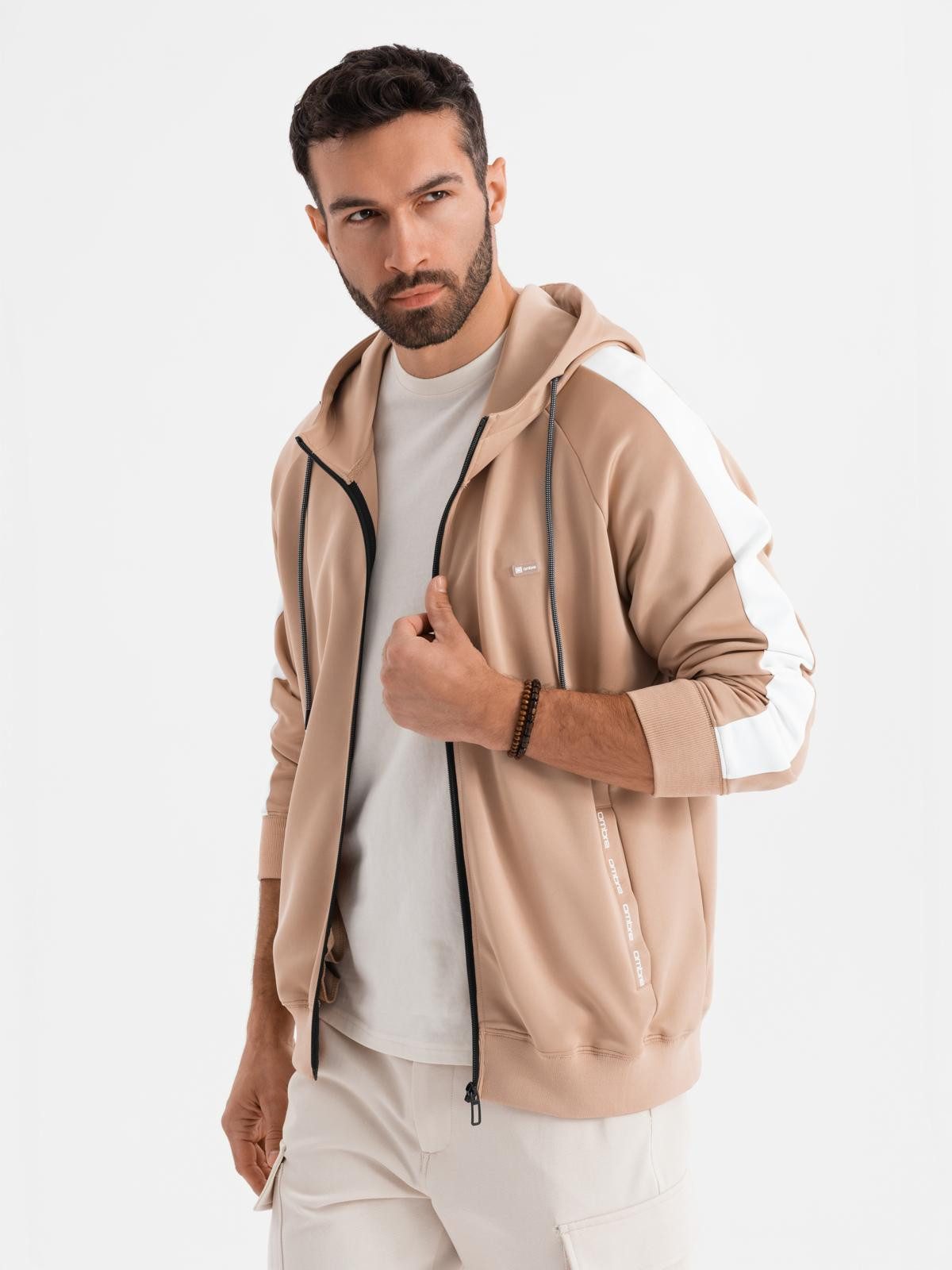 OMBRE Sweatjacke Herren-Kapuzenpulli mit Reißverschluss und Paspel günstig online kaufen