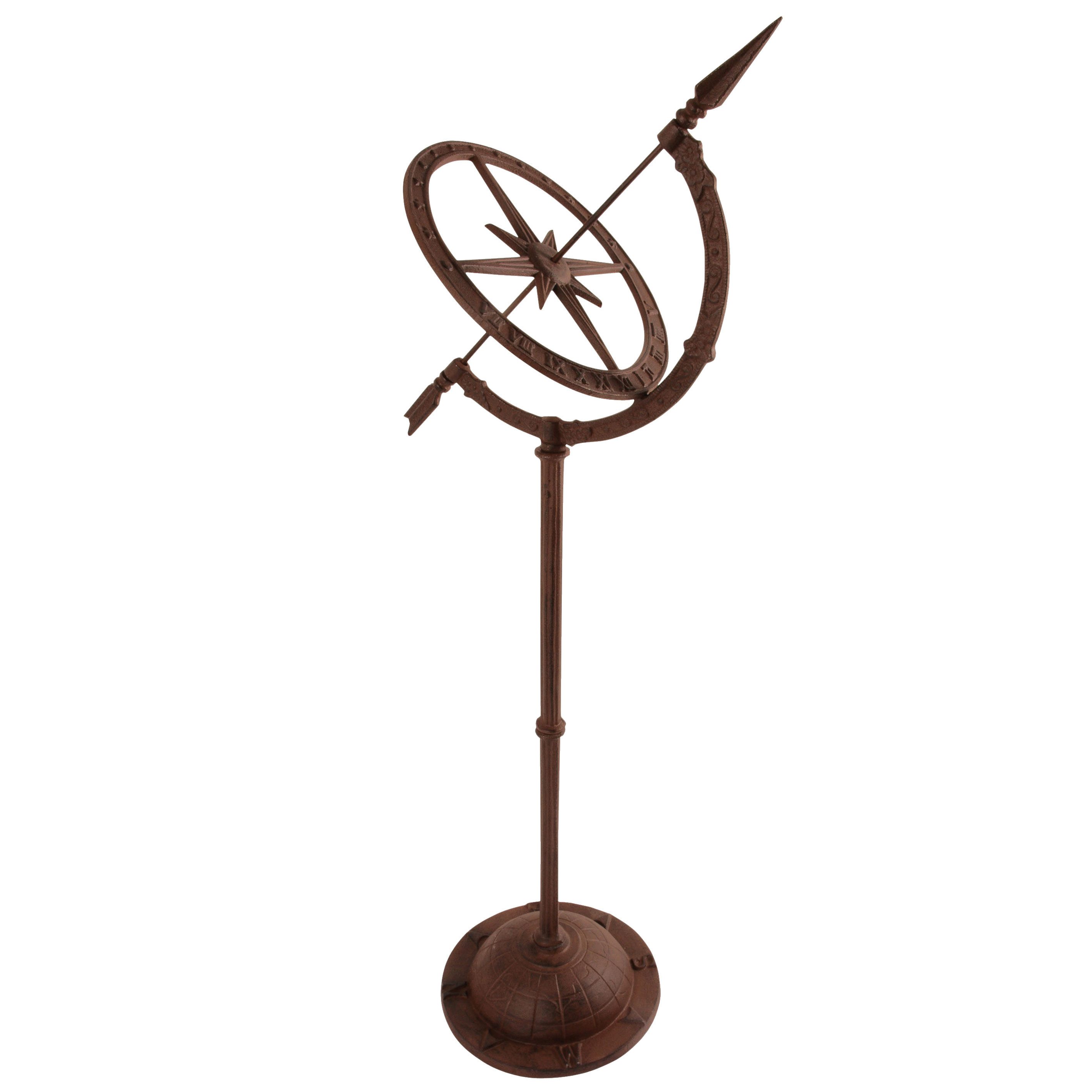 esschert design Gartenfigur Esschert Design Englische Sonnenuhr Gusseisen Garten auf Fuß Stand, (1 x Sonnenuhr)