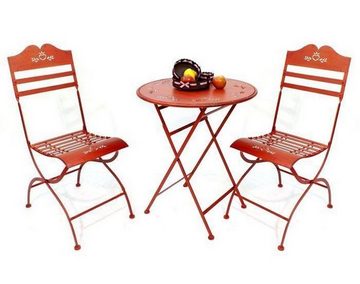 DanDiBo Sitzgruppe Sitzgruppe Passion Tisch mit 2 Stühle Set Rot Gartenstuhl Gartentisch