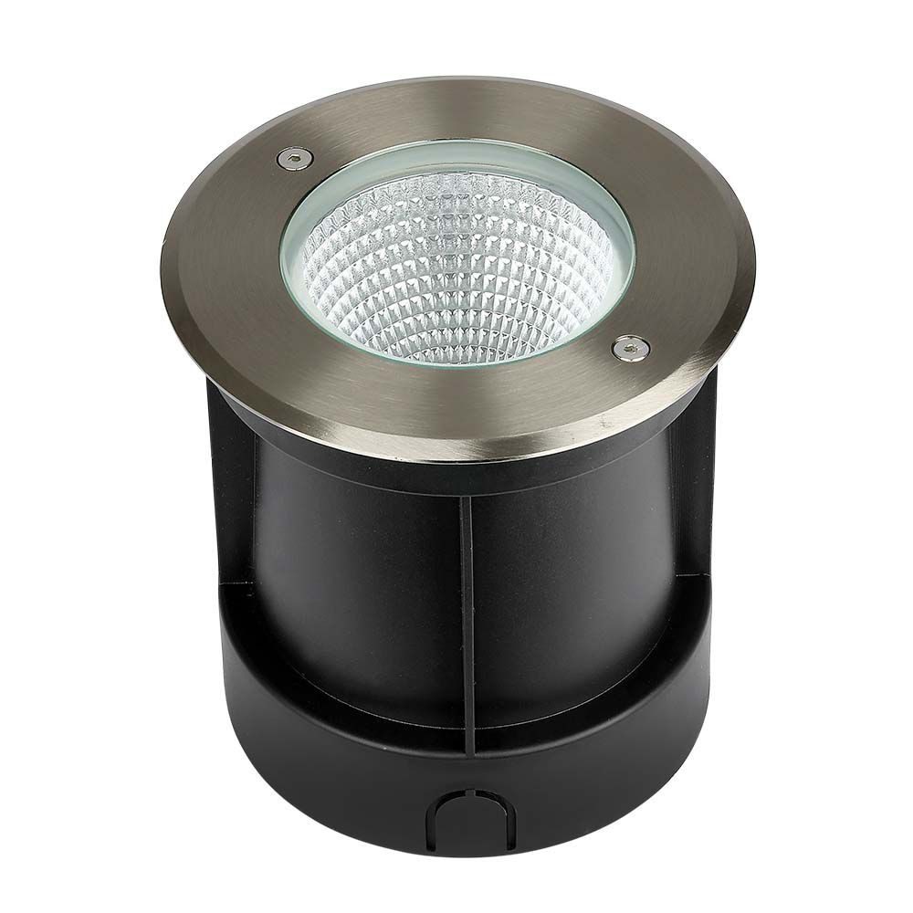 V-TAC LED Einbaustrahler, LED-Leuchtmittel fest verbaut, Neutralweiß, Bodenleuchte LED Außenlampe Glas Edelstahl schwarz IP67 D 15,3 cm