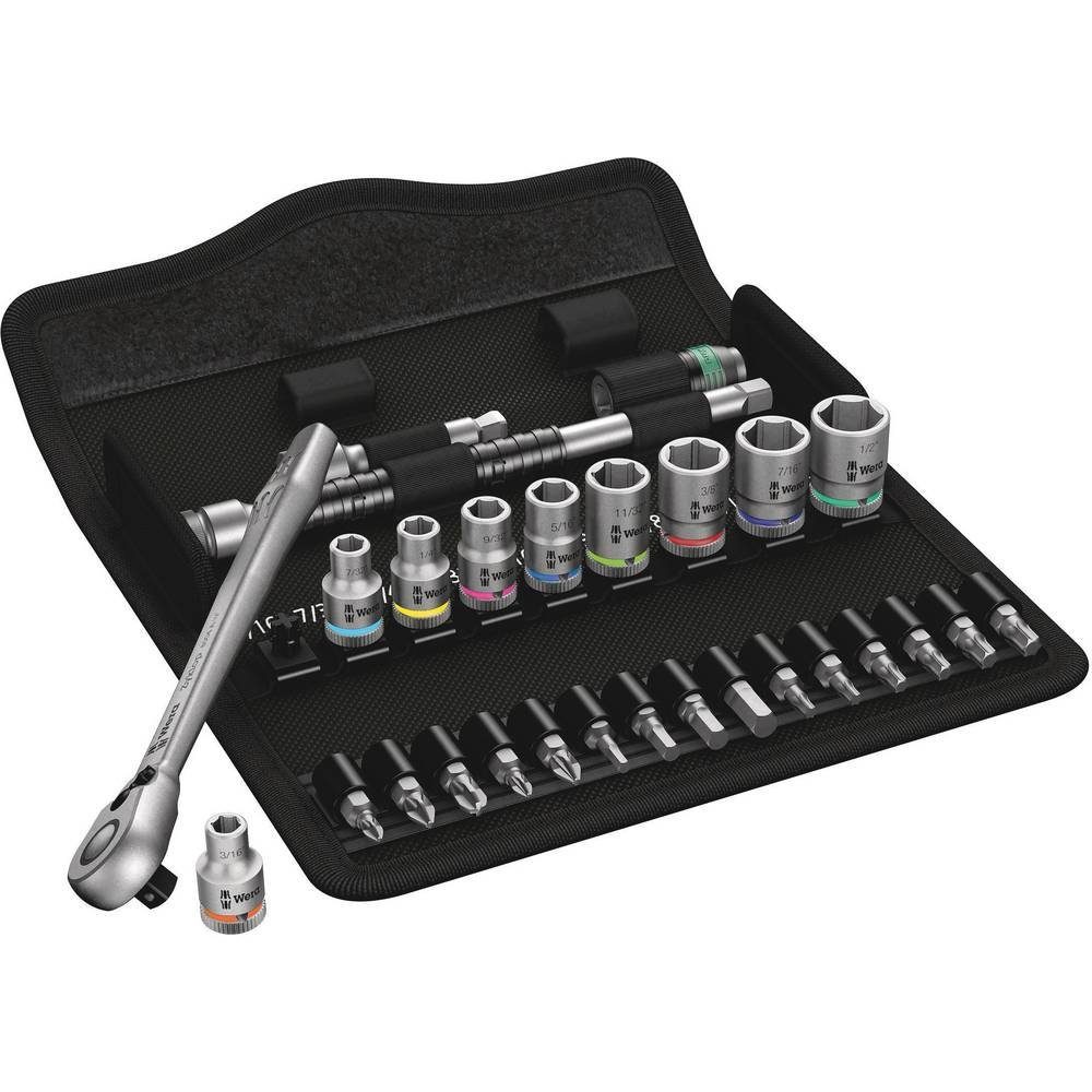 Wera Steckschlüssel Metal-Knarrensatz, Umschalthebel, 1/4″-Antrieb, zöllig 05004021001