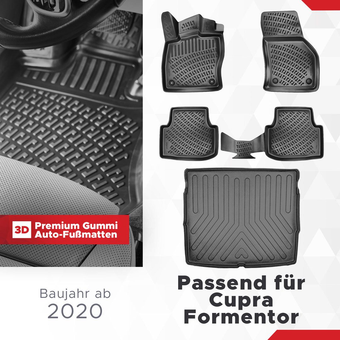 fussmattenprofi.com Auto-Fußmatten 3D Gummimatten&Kofferraumwanne Cupra Formentor ab 2020 U. Ladeboden