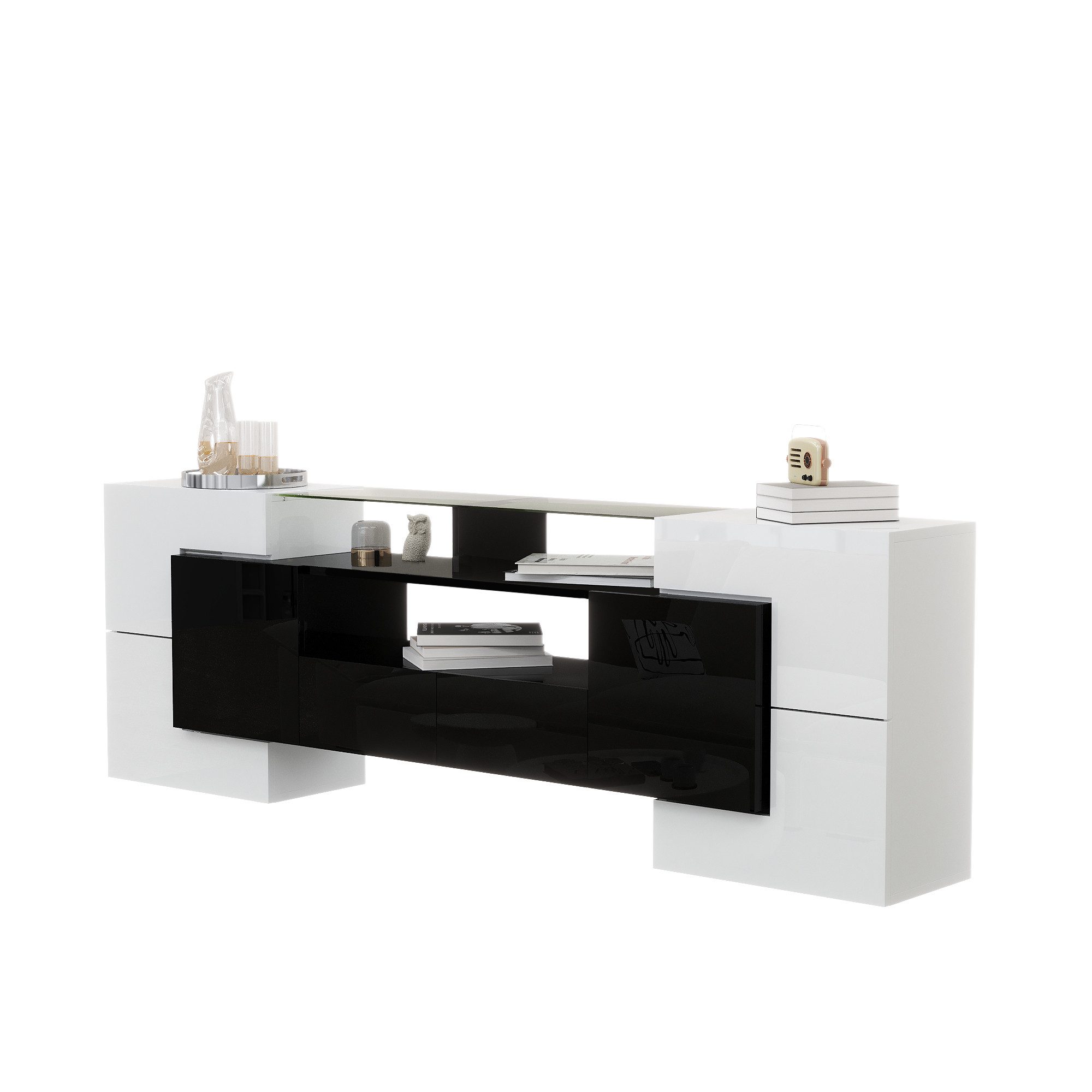MODFU TV-Schrank Lowboard (1-St., Weiß, 200 günstig online kaufen