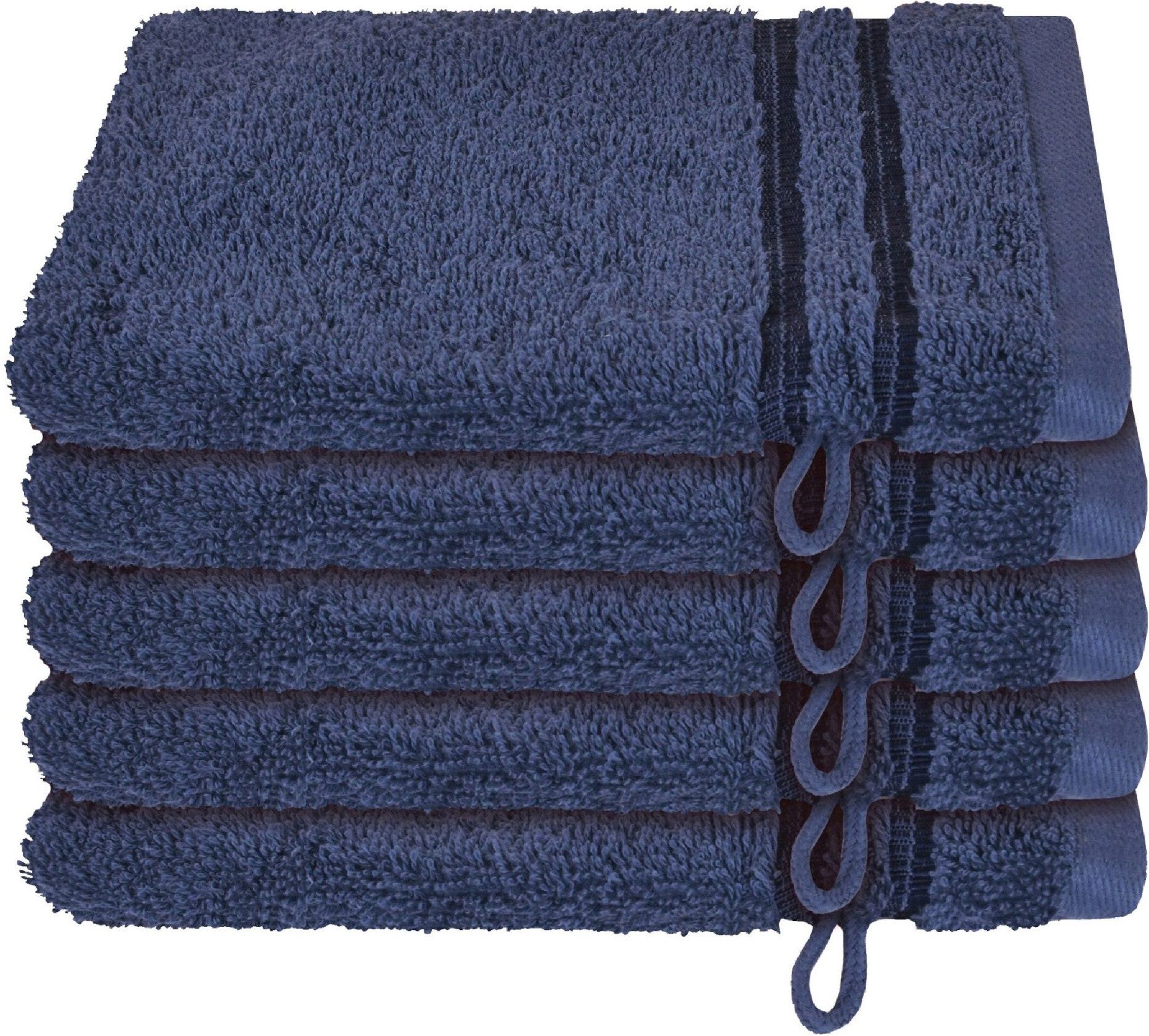 Schiesser Waschhandschuh Milano Waschhandschuh-Set aus weicher Baumwolle in Frottier-Qualität, (5-St), mit Webbordüre