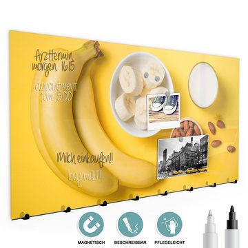 Primedeco Garderobenpaneel Magnetwand und Memoboard aus Glas Bananen ganz und geschnitten