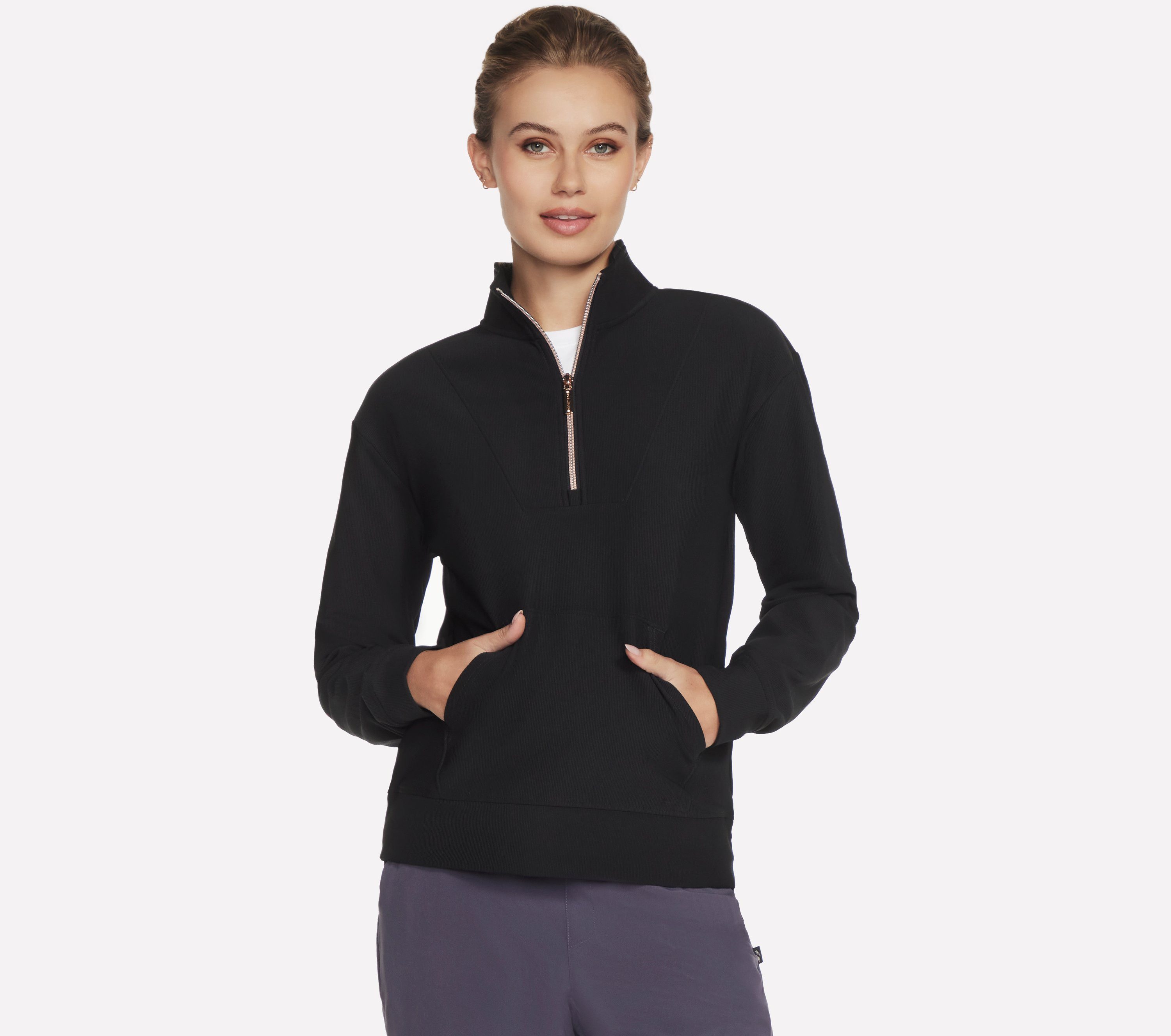 Skechers Rollkragenpullover GOLUXE RIB 1/4 ZIP sportlicher Rollkragenpullover, für Sportmode geeignet