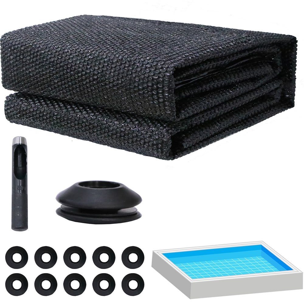 Mucola Pool-Abdeckplane Solarfolie Pool Solarplane Ösen Poolheizung Wärmeplane Poolabdeckung (Set mit Folie und Locheisen, 2-St., Set bestehend aus Solarfolie und 10 Kunststoff Ösen mit Locheisen), aus PVC