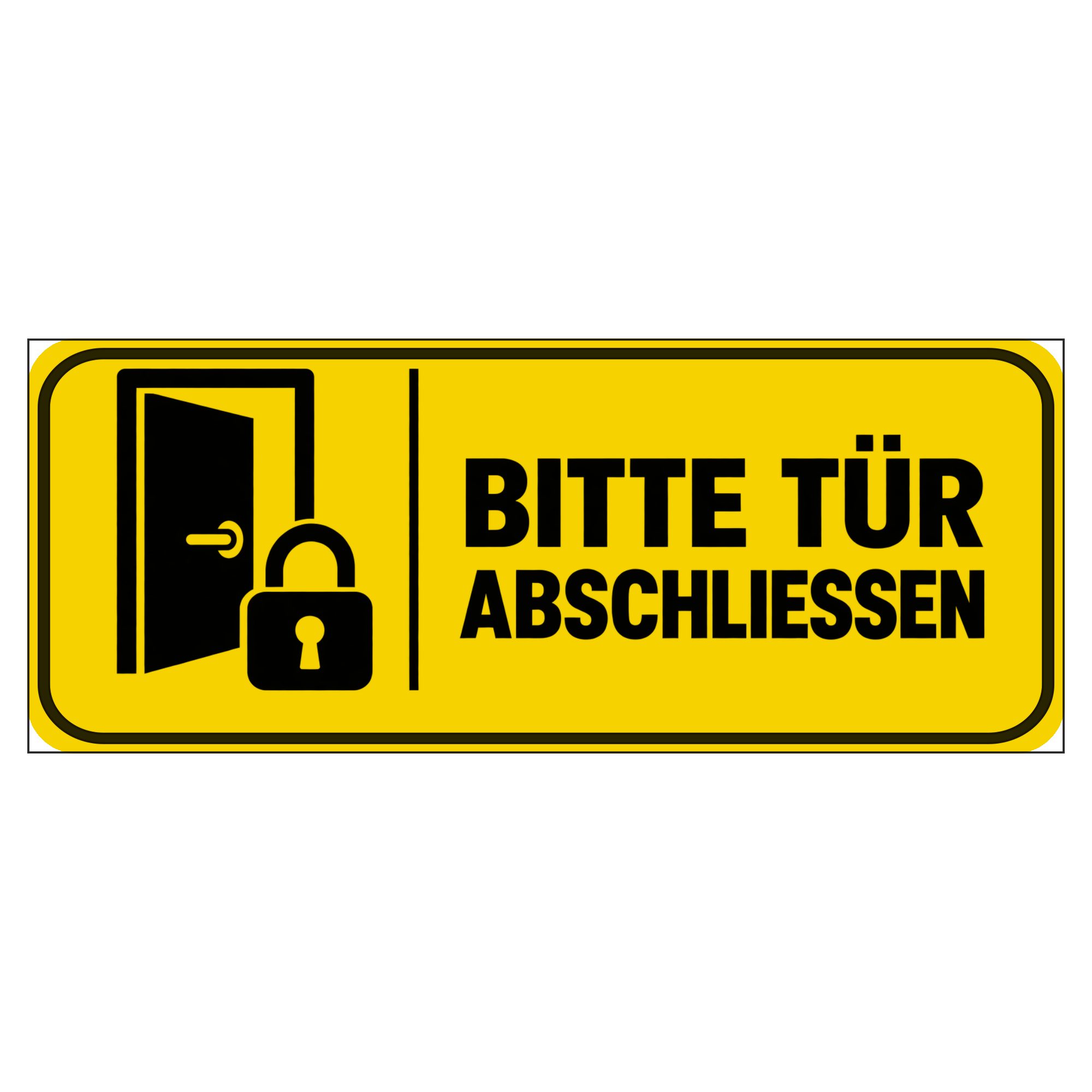 Nomiro Hinweisschild NOMIRO Hinweisschild Türschild Bitte Tür abschließen 15x6 cm - Kunstst, (1 St), selbstklebend, lasergraviert