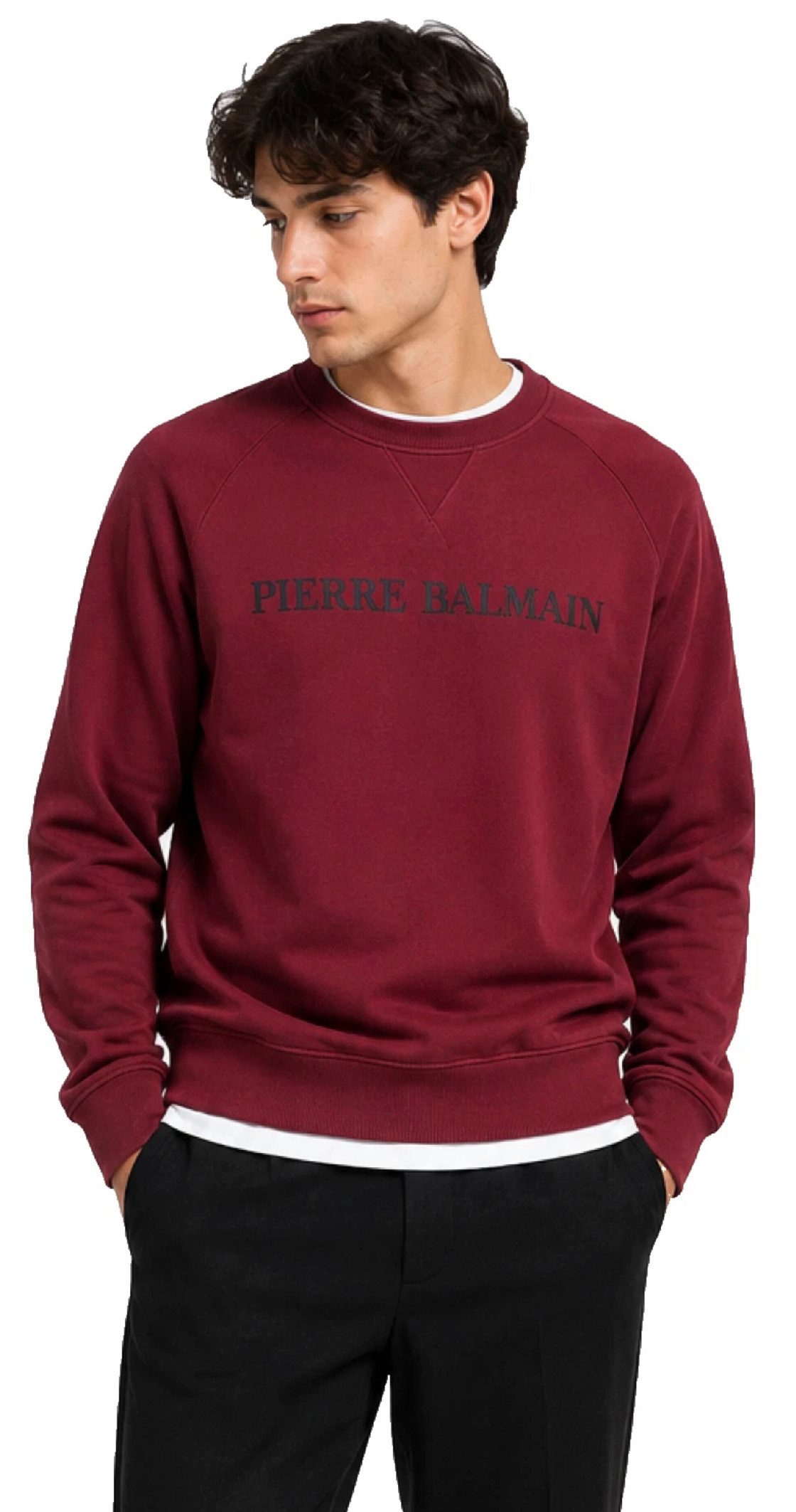 Balmain Paris Sweatshirt Pierre Balmain Pullover Sweater Relaxed Comfort Fit Gerippten Kragen mit elastischen Bündchen