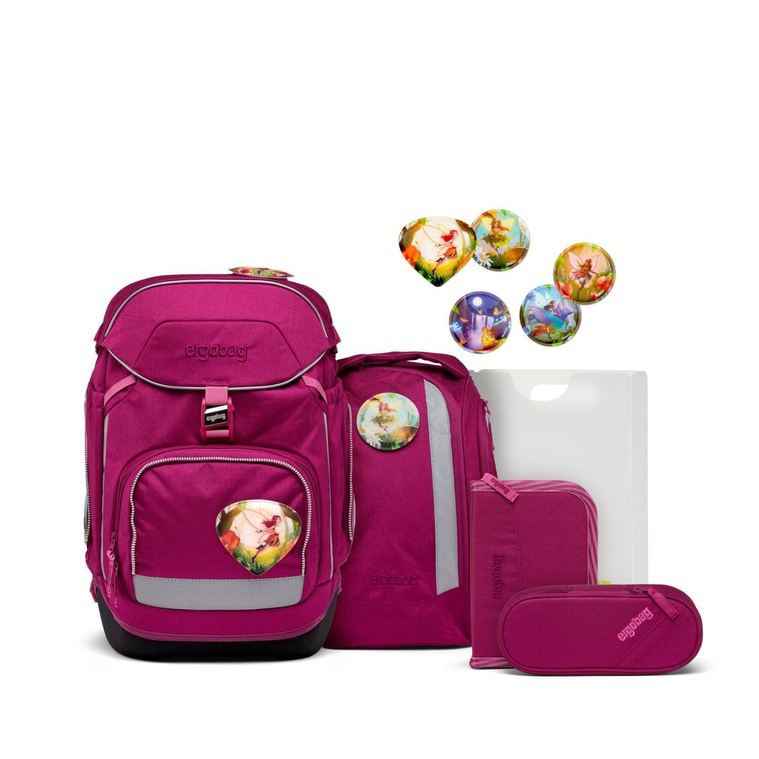 ergobag Schulranzen Schulranzen-Set Pack ECO HERO WaldzauBär 6-tlg. (6-teilig), ergonomisch, ab 1. Klasse, reflektiert