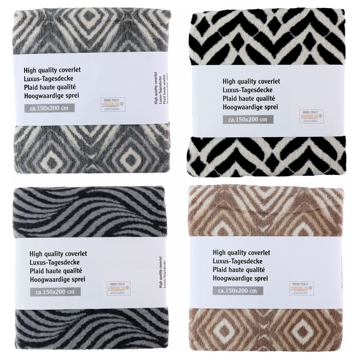 ca. mit Kuscheldecke / 150 Weiß Braun Marabellas zweifarbig Muster x Shop, Baumwollmischung, Wohndecke aus 200cm