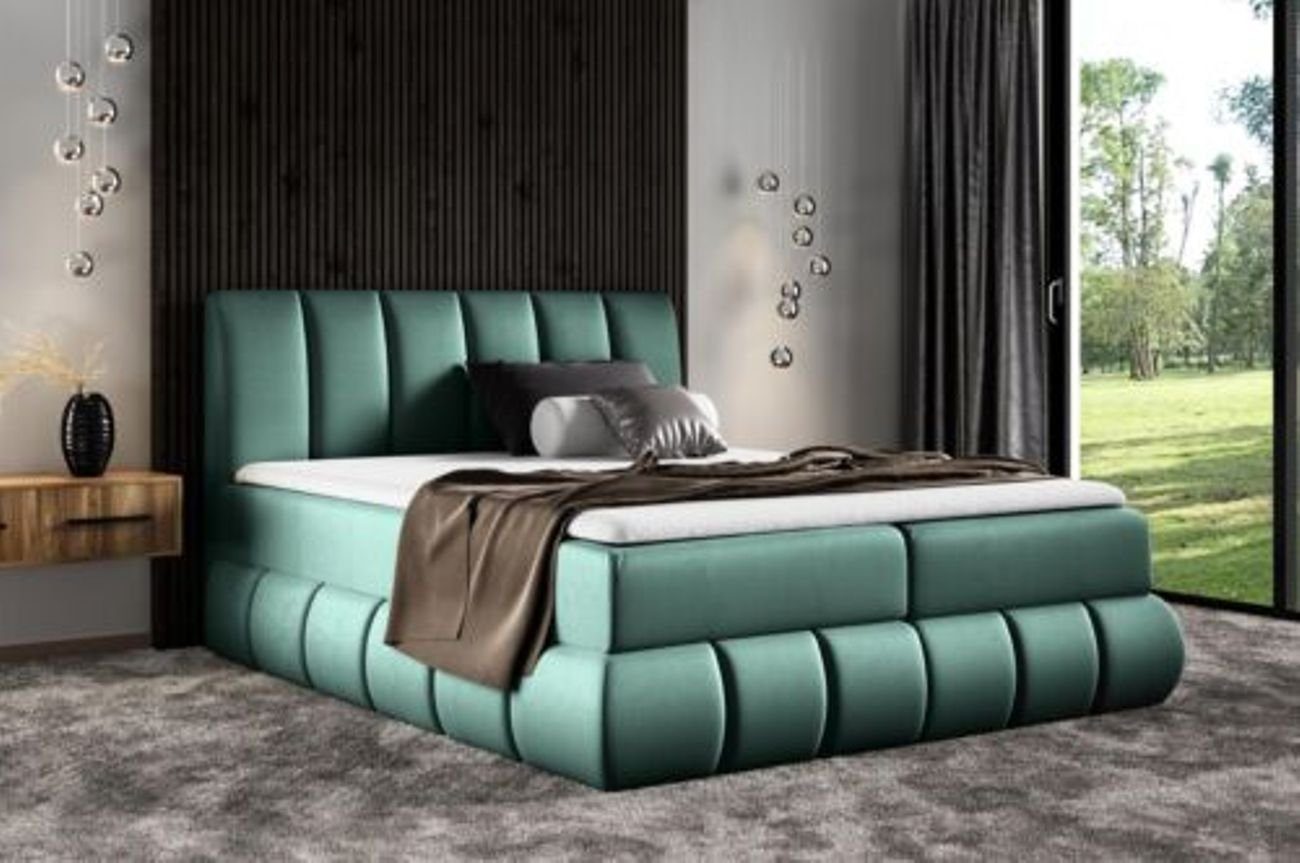 JVmoebel Bett, Bett mit Bettkasten Ehebett Betten Boxspringbett Doppelbett Grün