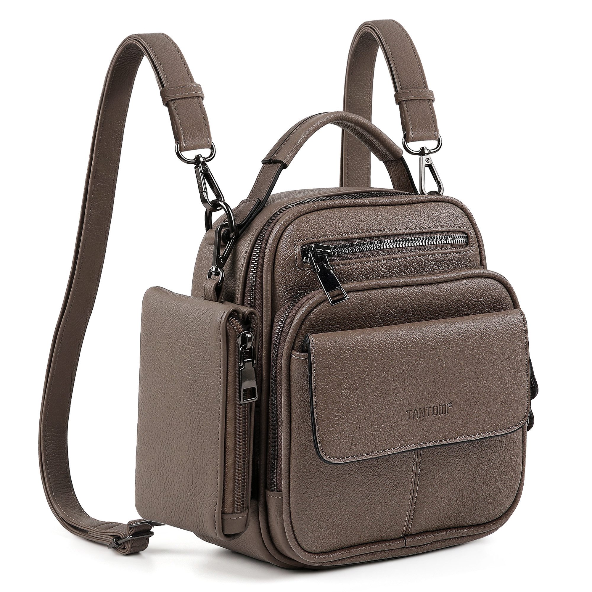 TANTOMI Cityrucksack Kleiner Rucksack Damen Klein Cityrucksack Handtasche 2 in 1, Mini Backpack Women Elegant Casual Daypack
