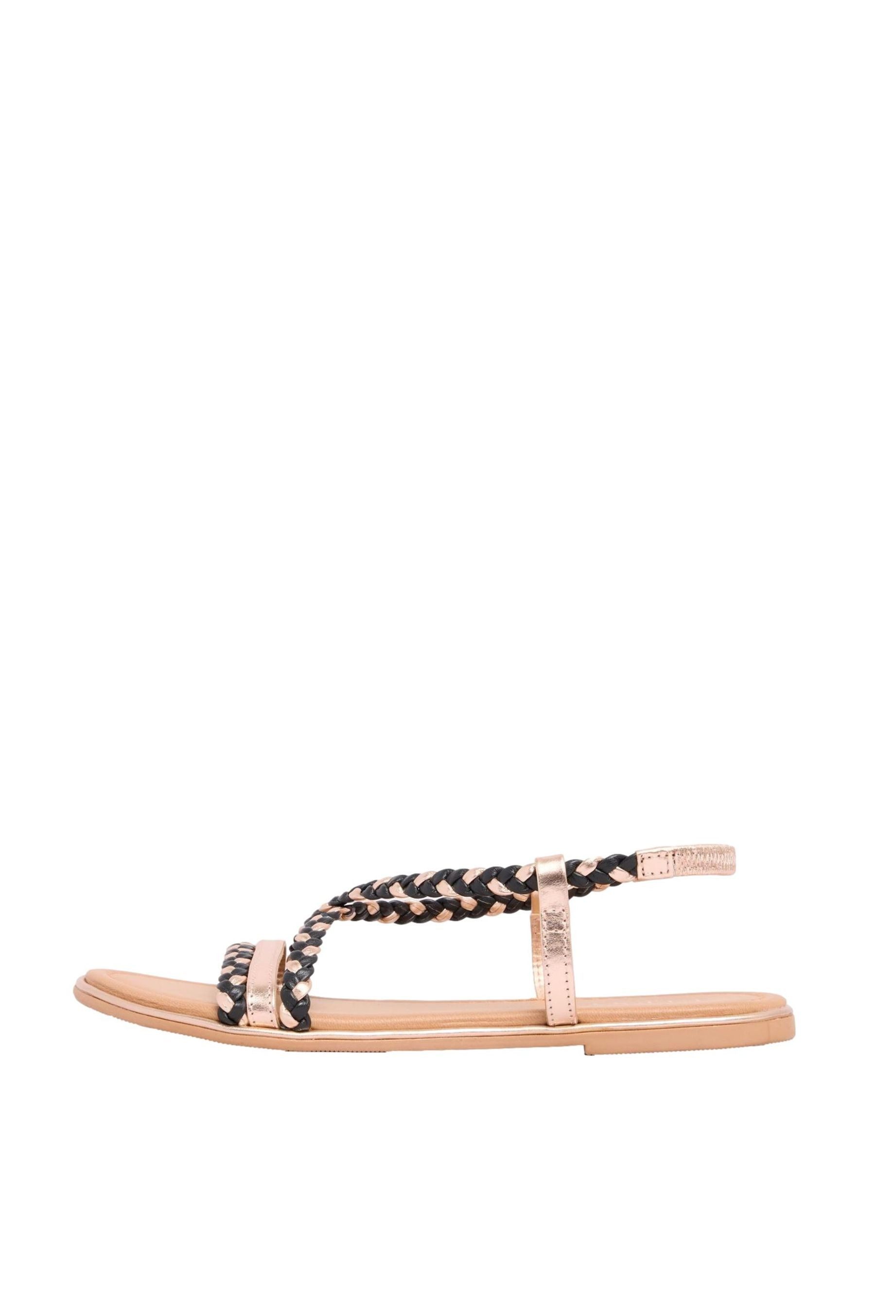 Lipsy Flache Ledersandalen in Flechtoptik, weit Sandale